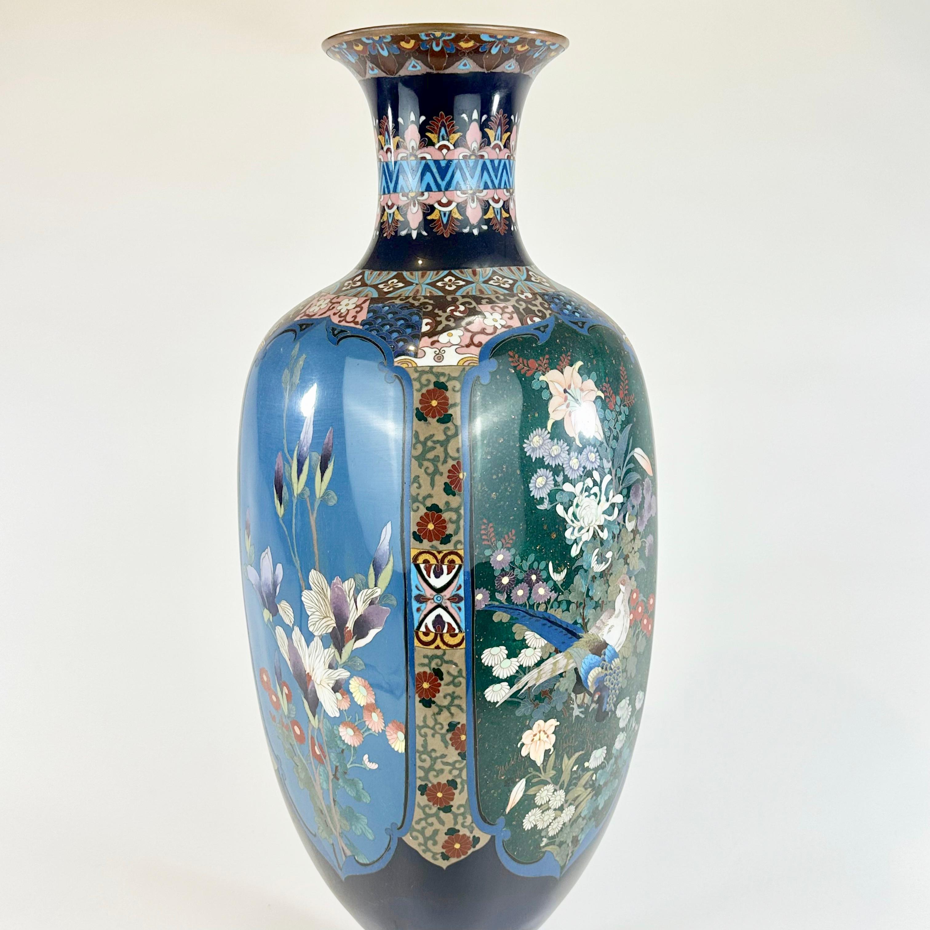 Japonais Très rare vase cloisonné japonais ancien de l'ère Meiji (fin des années 1800) 24