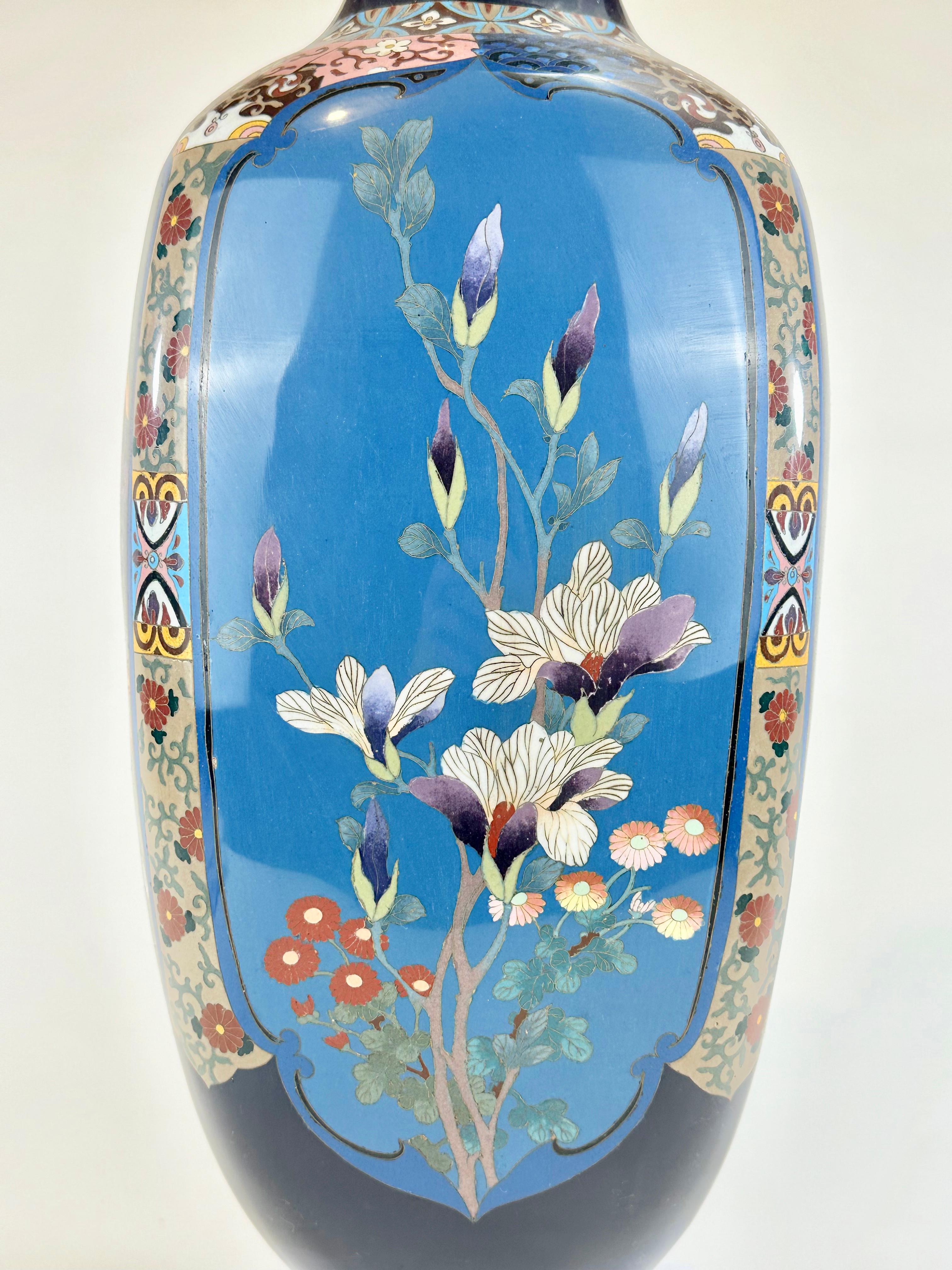 19th Century Very Rare Antique Japanese Meiji Era (late 1800's) Cloisonné Vase 24