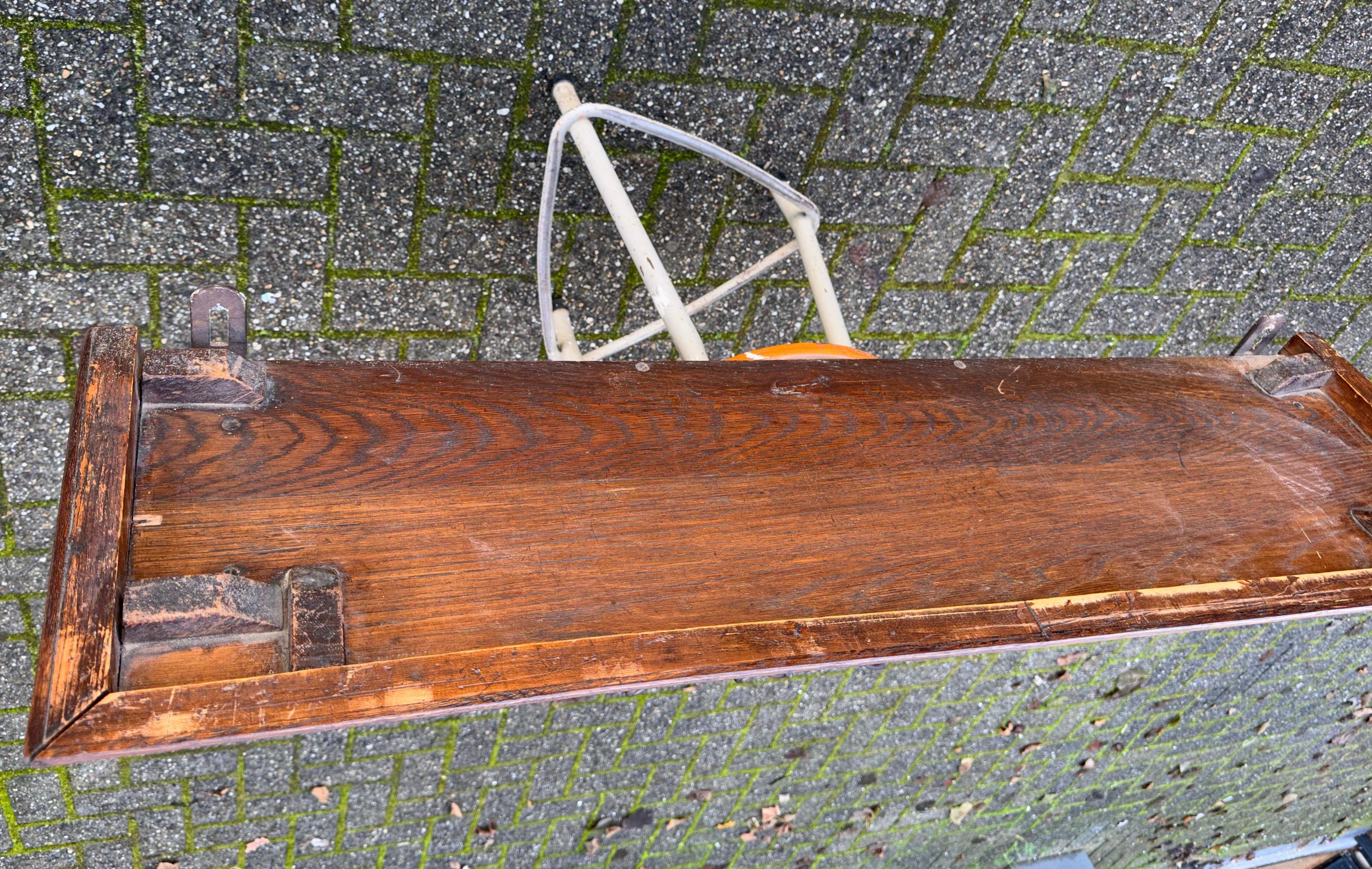 Very Rare Antique Oak Wall Coat Rack w. Acrobatic Jester Figure Hooks, Great Fun For Sale 4