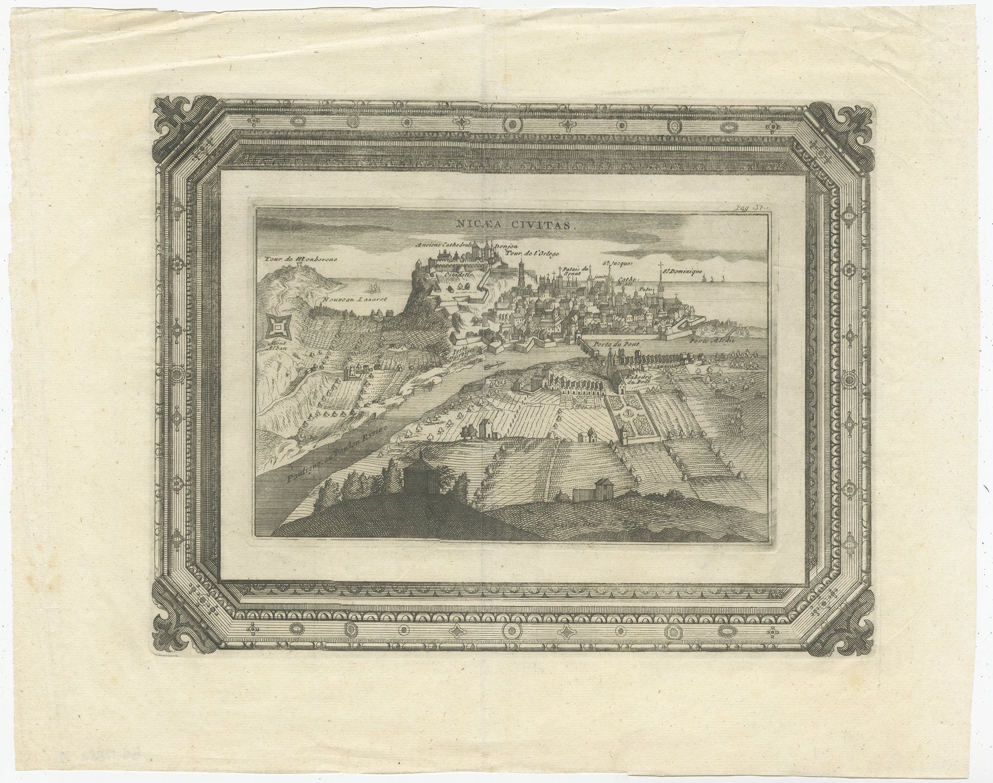 Antique print titled 'Nicaea Civitas'. Original antique print with a view of the city of Nice, France. Rare in this edition. Source unknown, to be determined.

Artists and Engravers: Anonymous.

Condition: Fair/good, general age-related toning.