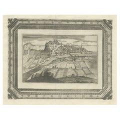 Très rare estampe ancienne de la ville de Nice en France, vers 1770