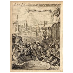 Very Rare Antique Print of the Kings Celebrations in Pegu, Myanmar, 1682