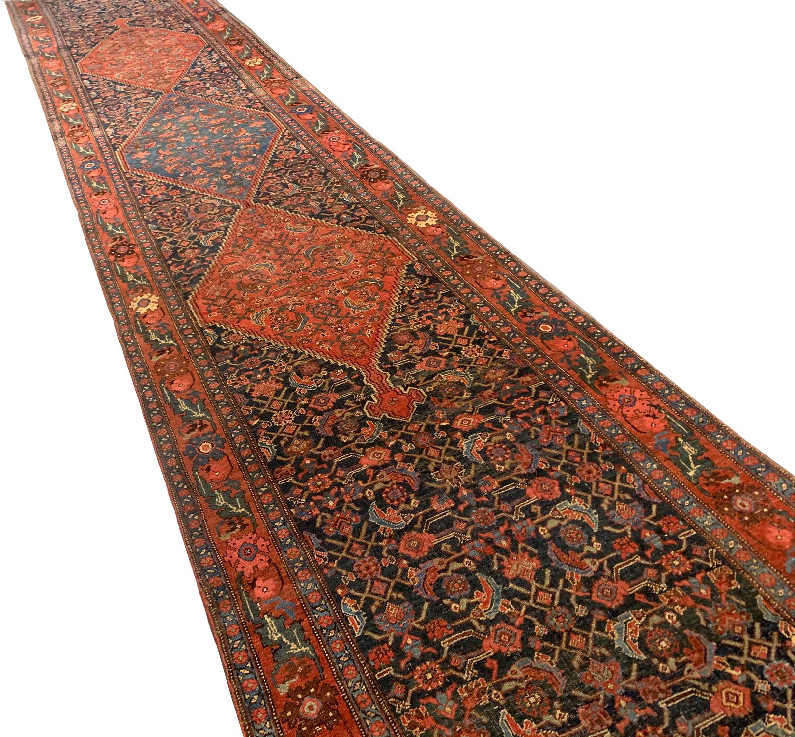 Caucasian Very Rare Antique Runner Rug Long Traditional Oriental Wool Runner For Sale