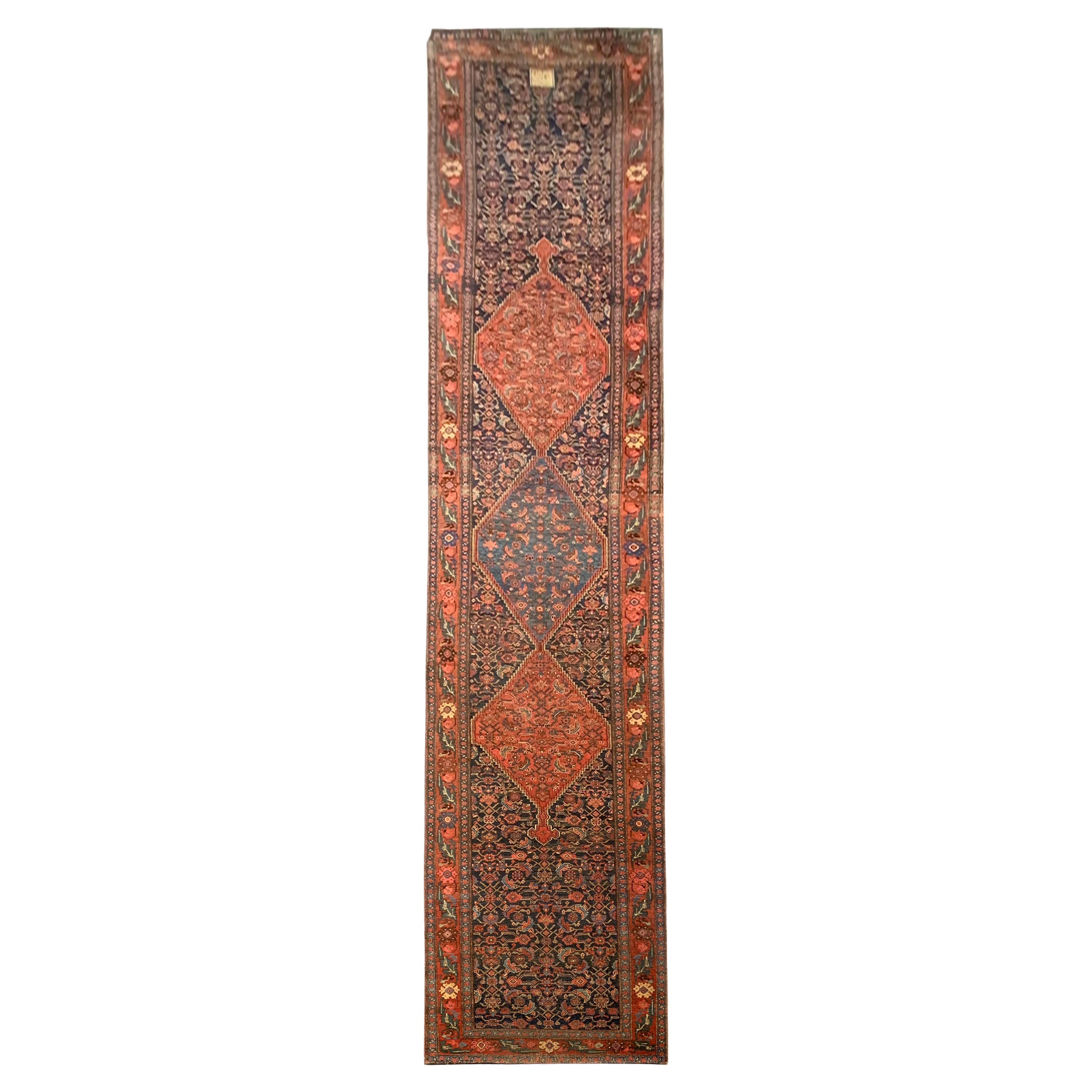 Very Rare Antique Runner Rug Long Traditional Oriental Wool Runner For Sale