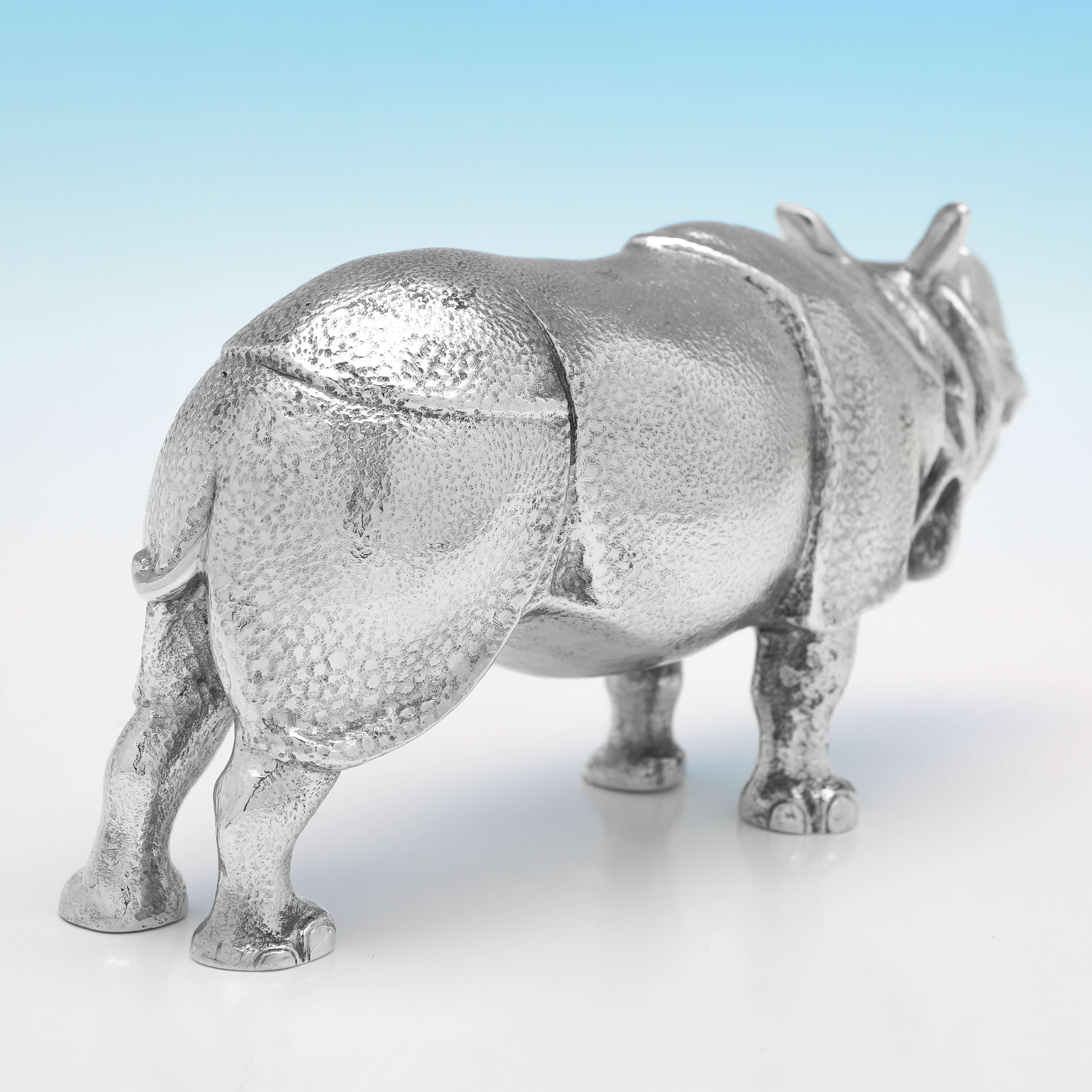 Edwardian Very Rare Antique Sterling Silver Rhinoceros Model - Hallmarked in 1906 For Sale