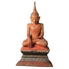 Very Rare Antique Wooden Burmese Buddha Statue from, Burma