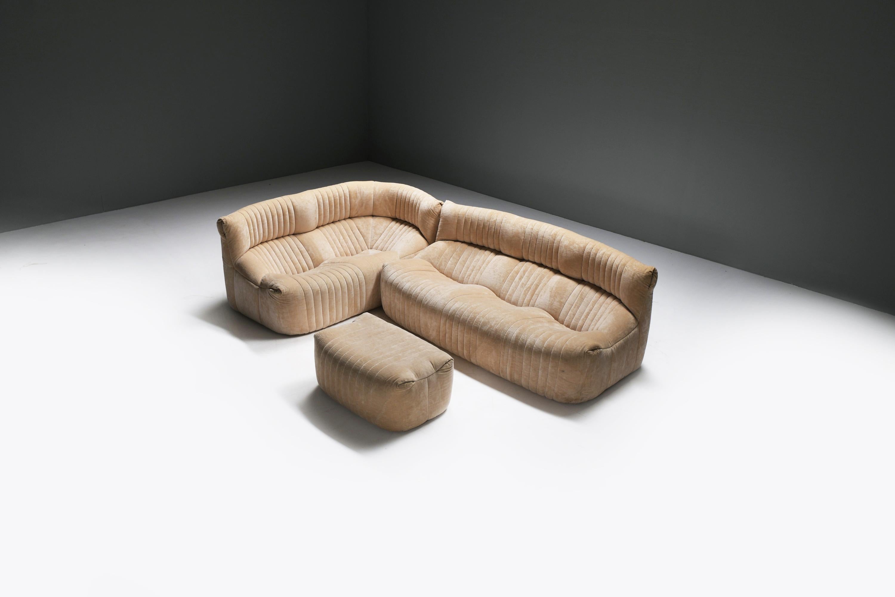 Very rare ARALIA set 1983 in original fabric by Michel Ducaroy for Ligne Roset For Sale 4