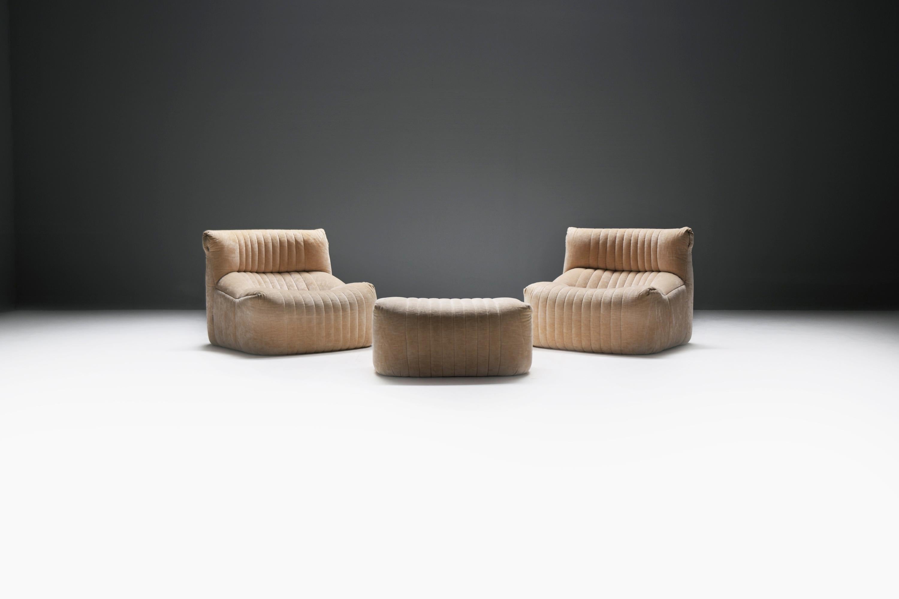 Very rare ARALIA set 1983 in original fabric by Michel Ducaroy for Ligne Roset 7