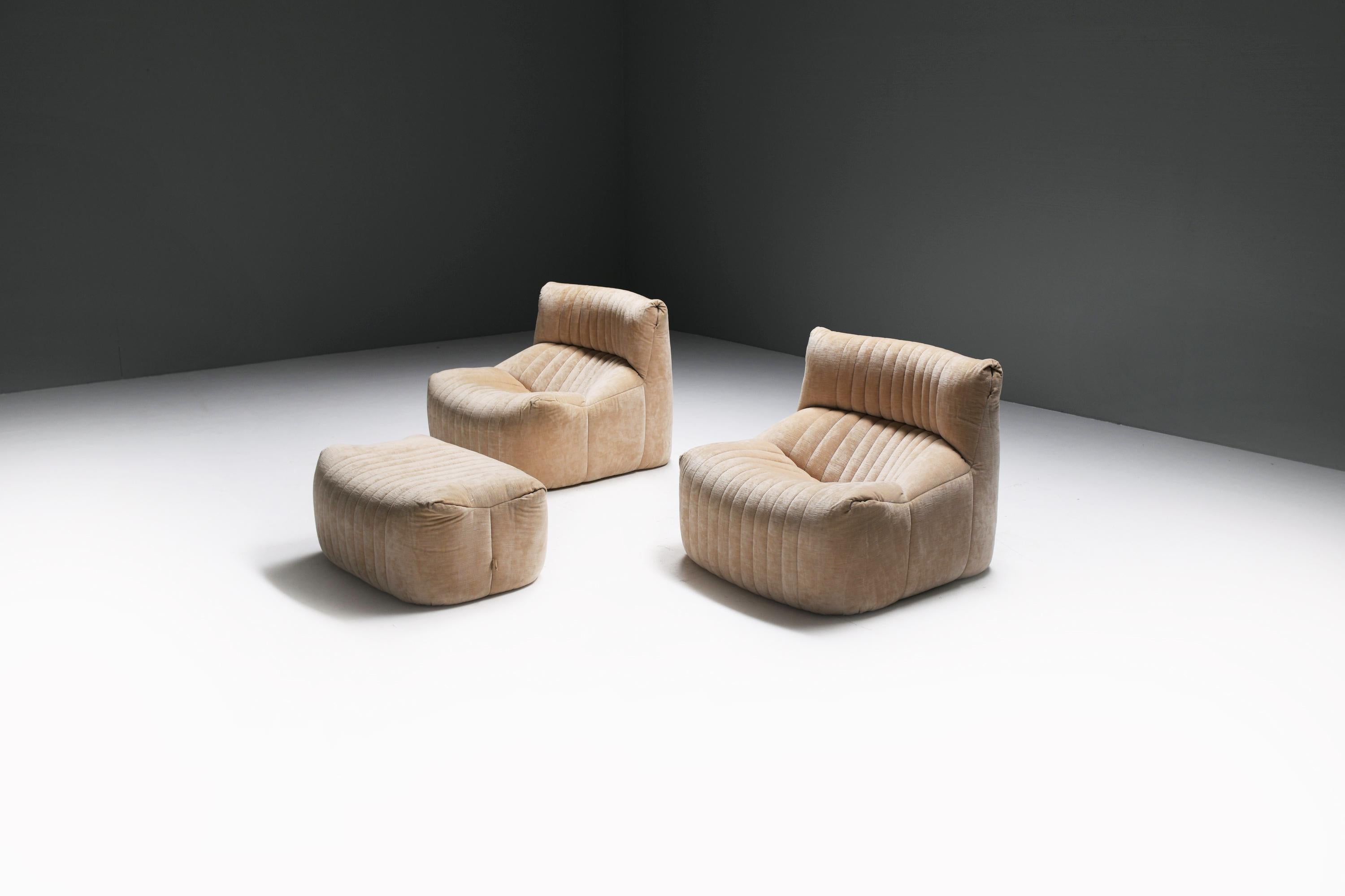 Very rare ARALIA set 1983 in original fabric by Michel Ducaroy for Ligne Roset For Sale 9
