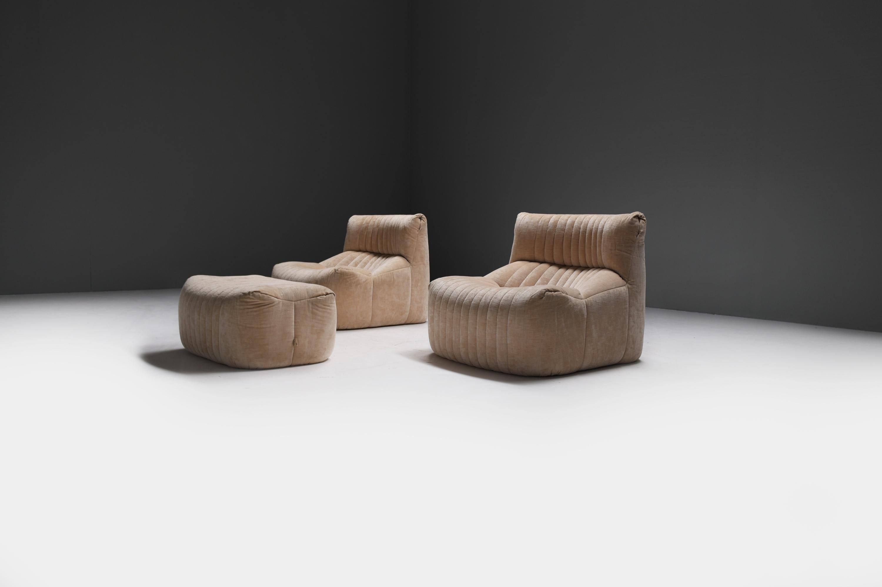 Very rare ARALIA set 1983 in original fabric by Michel Ducaroy for Ligne Roset 9