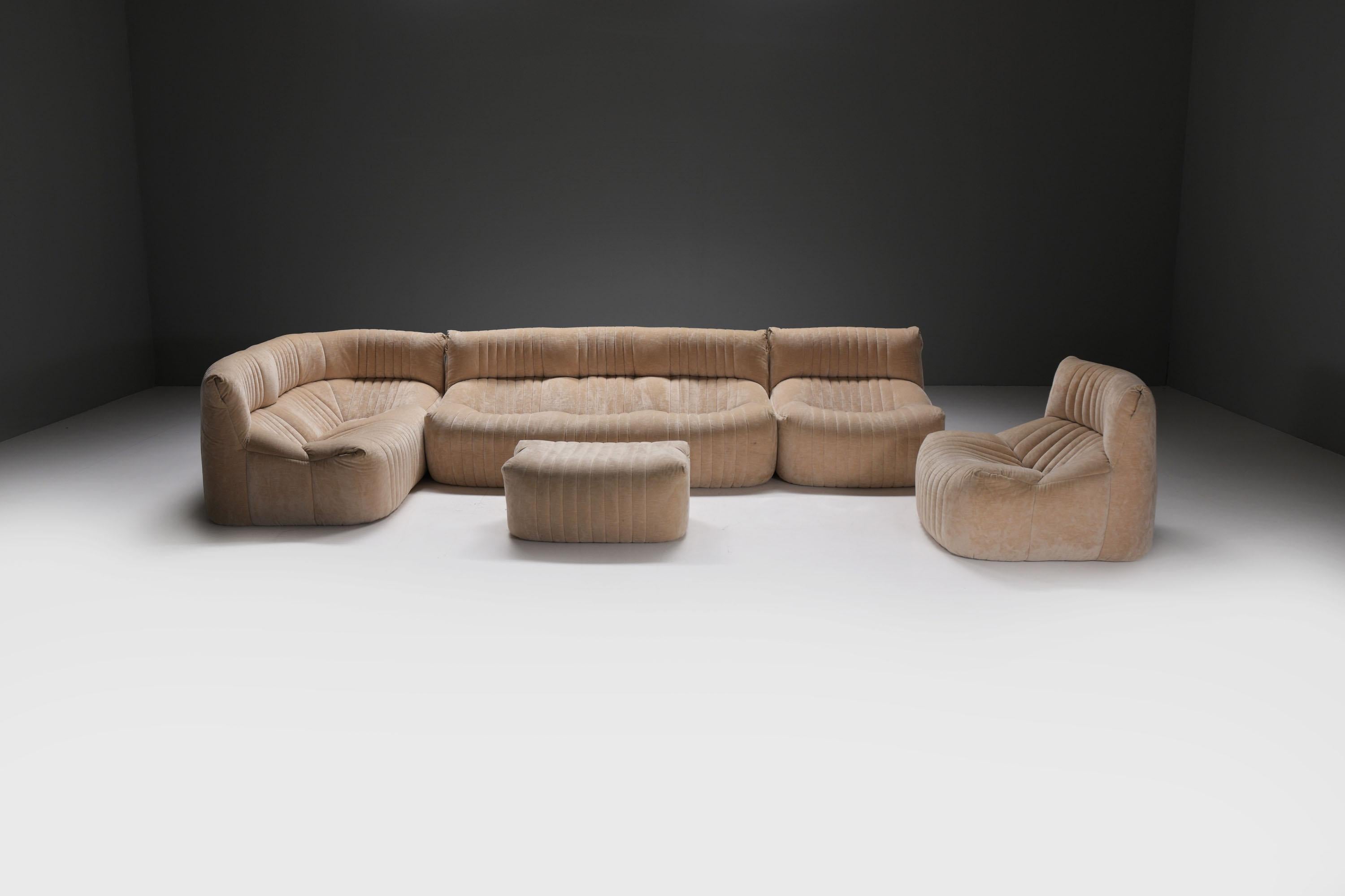 Mid-Century Modern Very rare ARALIA set 1983 in original fabric by Michel Ducaroy for Ligne Roset For Sale