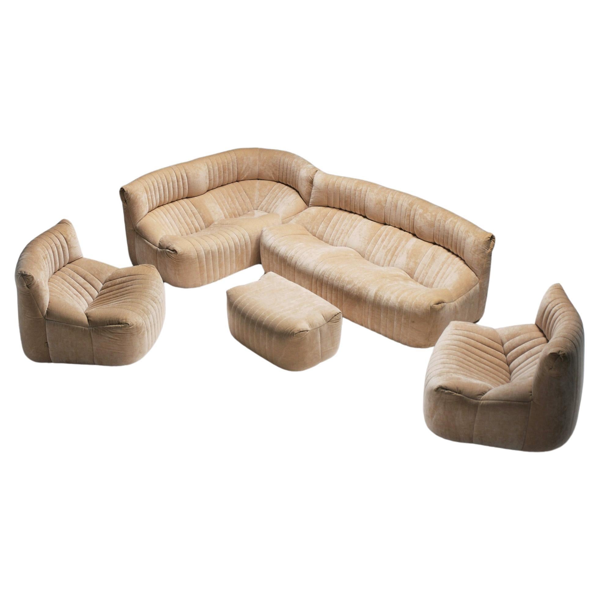 Very rare ARALIA set 1983 in original fabric by Michel Ducaroy for Ligne Roset For Sale