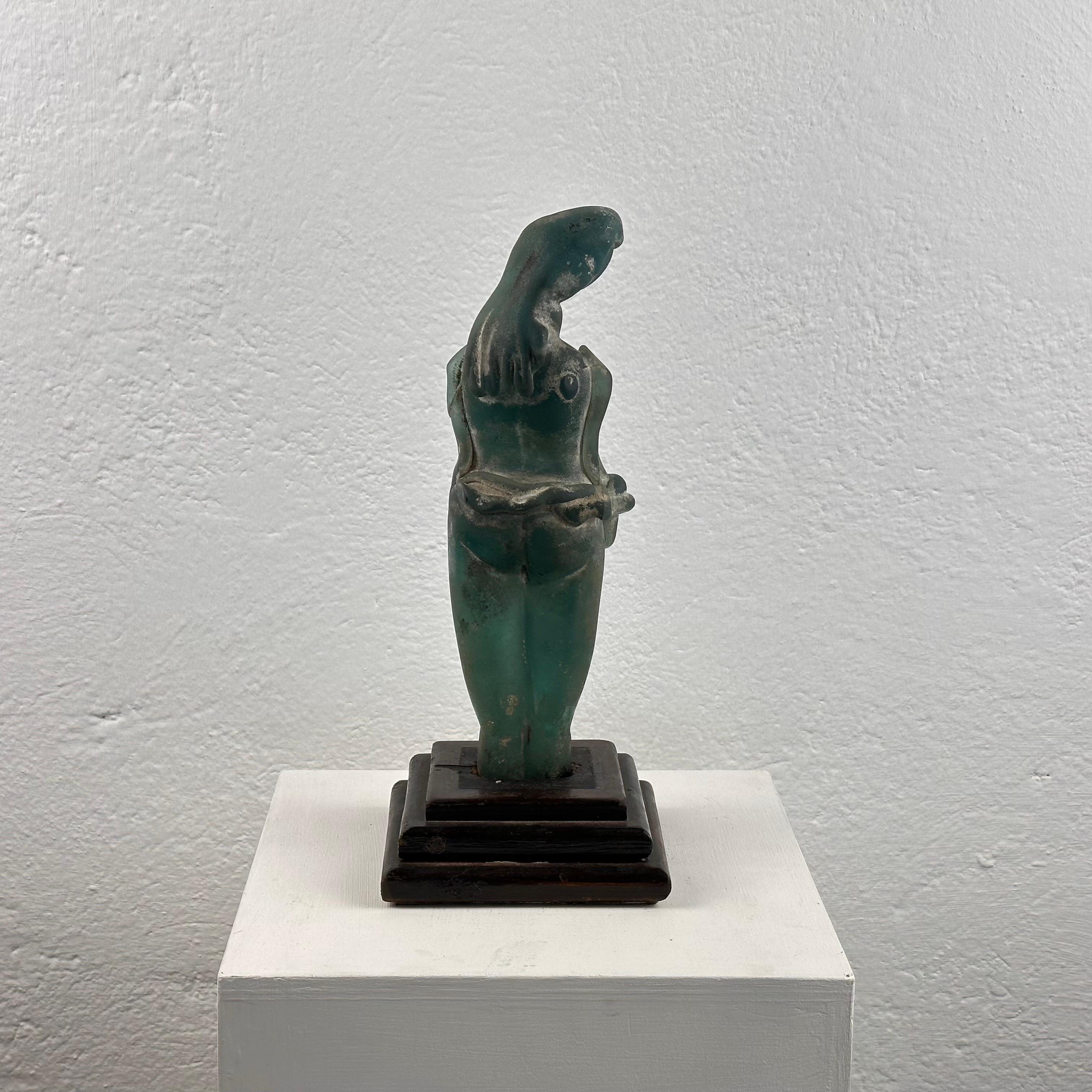 Mid-20th Century Very Rare Archimede Seguso Etched Murano Glass Woman's Sculpture, 1930s For Sale