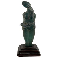 Very Rare Archimede Seguso Etched Murano Glass Woman's Sculpture, 1930s