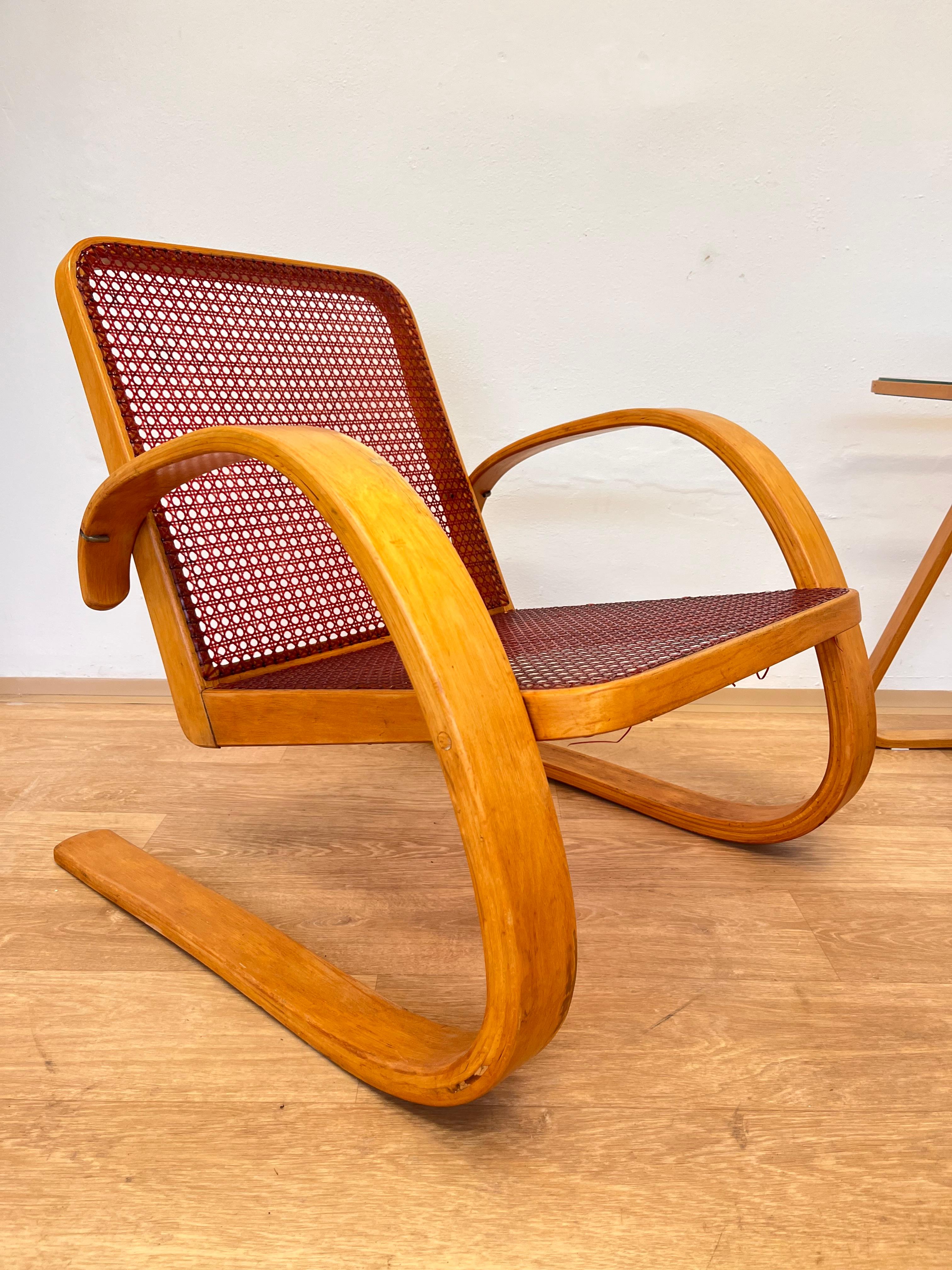 Sillón y mesa MUY RAROS de Miroslav Navrátil para Zdeněk Plesník - Años 40 en venta 1