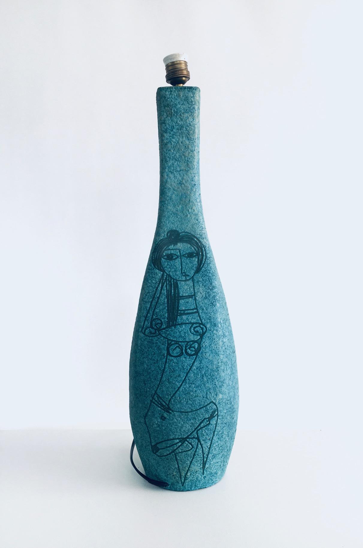 SEHR Seltene Kunstkeramik Sgraffito Tischlampe von Alvino Bagni für Raymor, Italien im Angebot 6