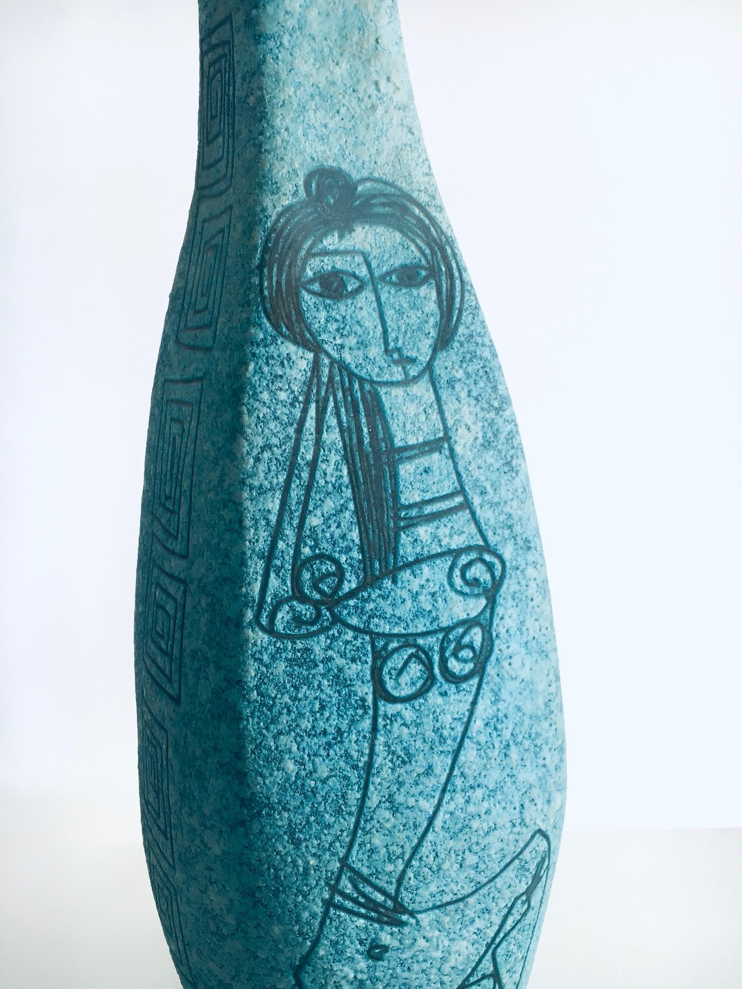 SEHR Seltene Kunstkeramik Sgraffito Tischlampe von Alvino Bagni für Raymor, Italien im Angebot 8