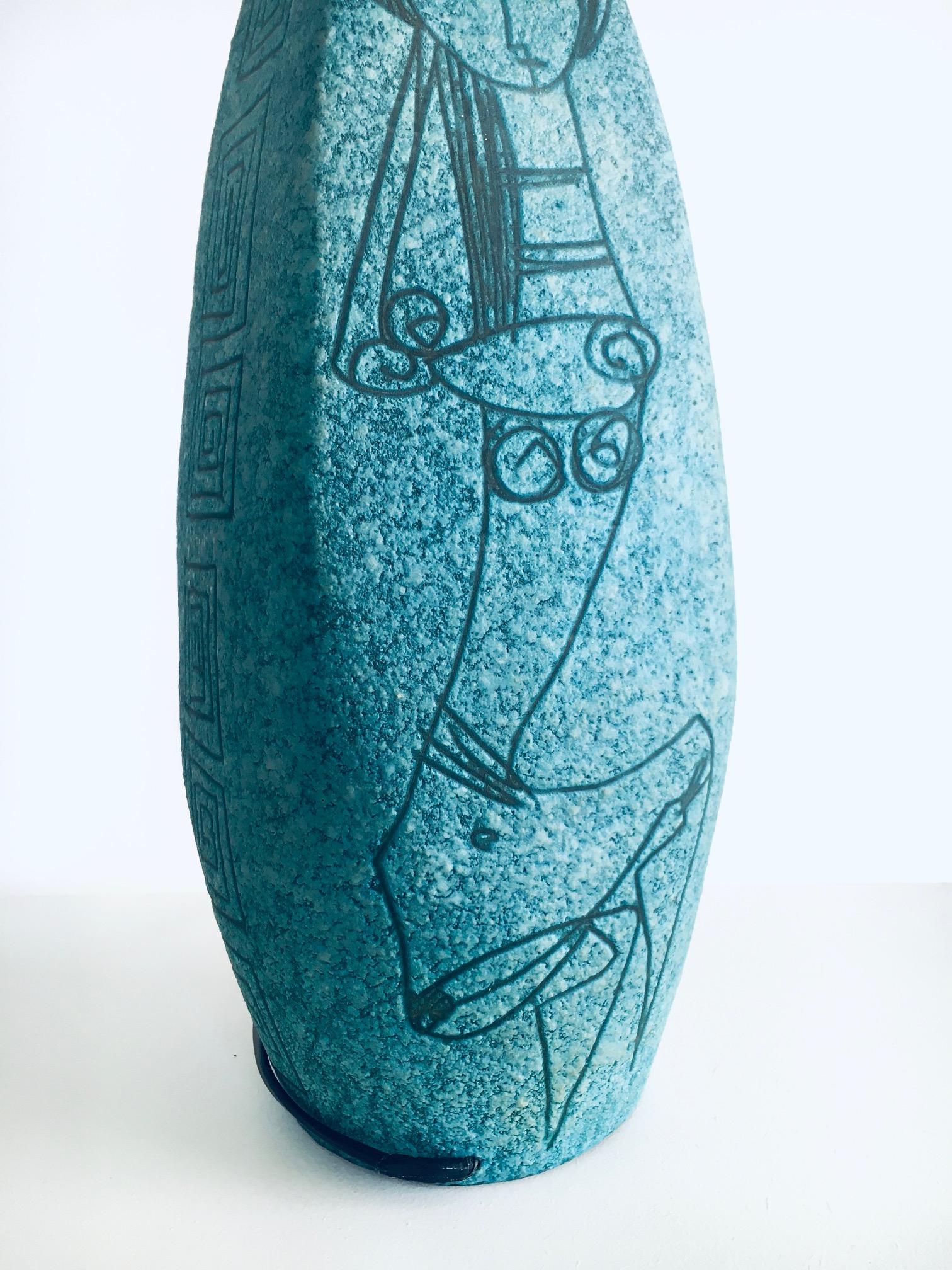SEHR Seltene Kunstkeramik Sgraffito Tischlampe von Alvino Bagni für Raymor, Italien im Angebot 9