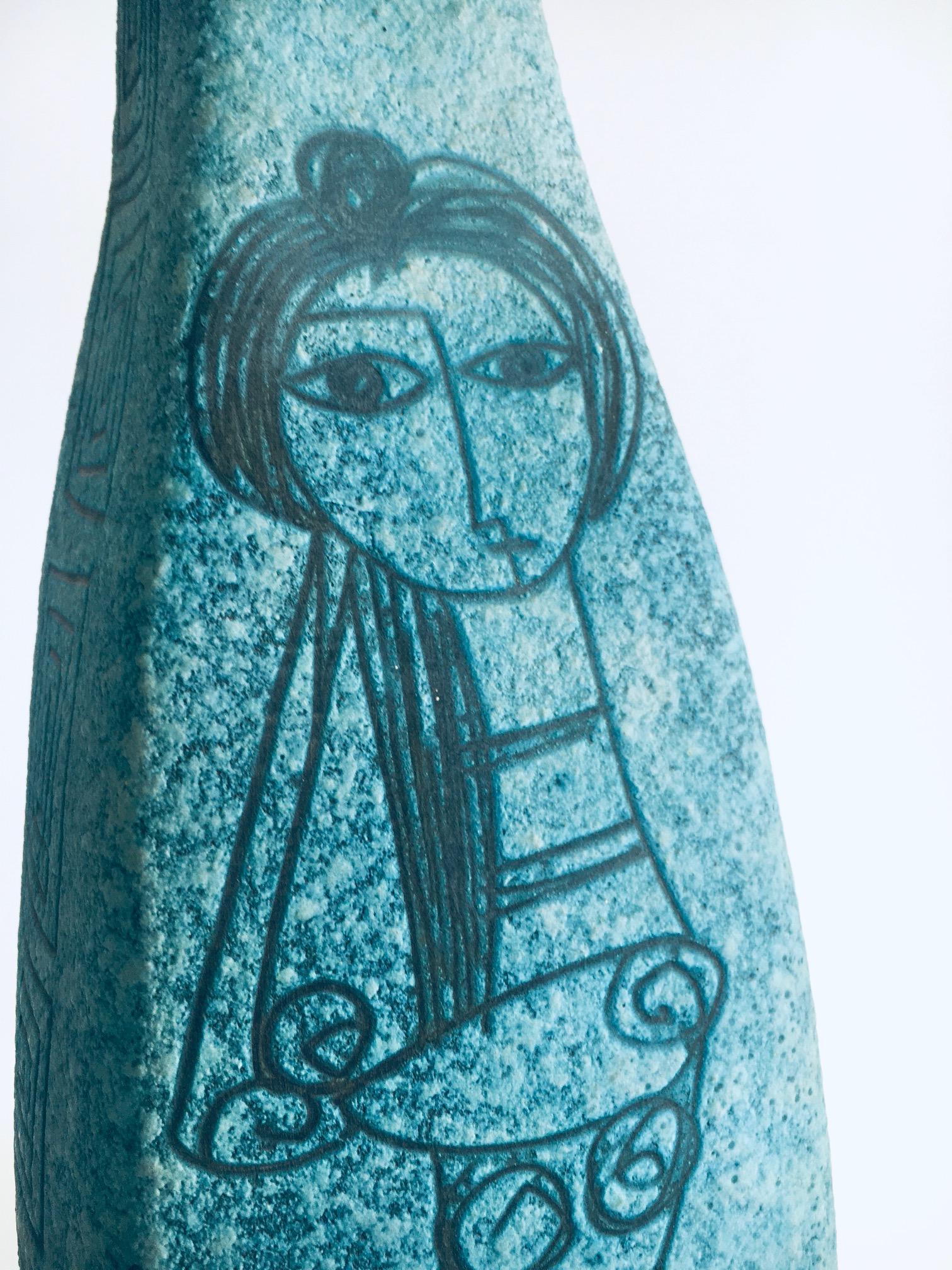 SEHR Seltene Kunstkeramik Sgraffito Tischlampe von Alvino Bagni für Raymor, Italien im Angebot 10