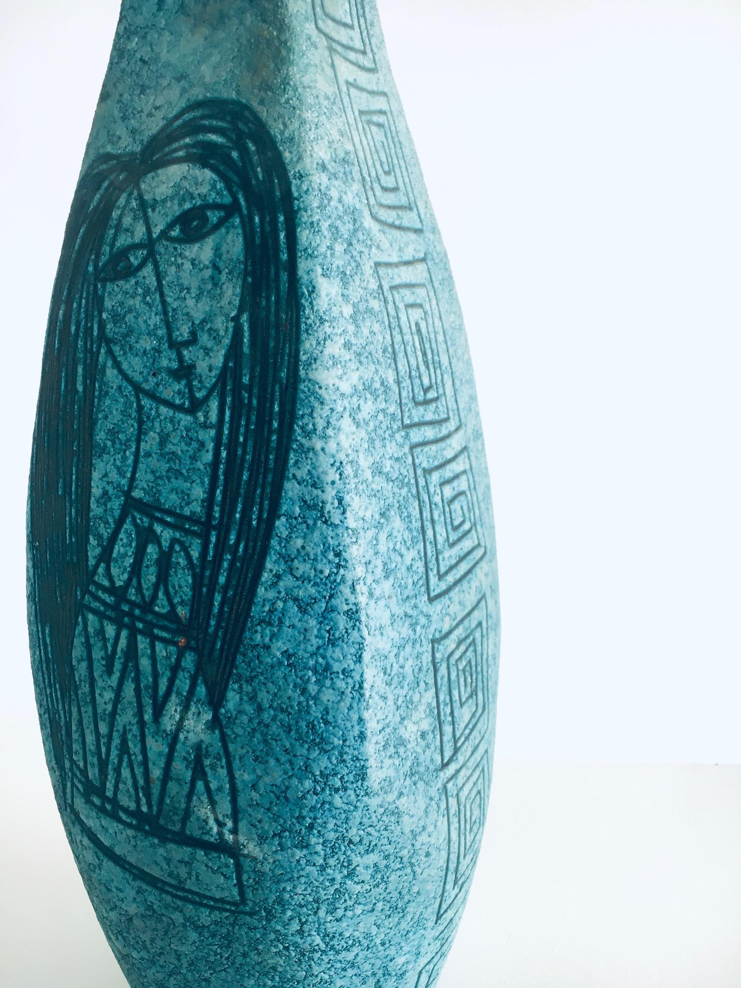 SEHR Seltene Kunstkeramik Sgraffito Tischlampe von Alvino Bagni für Raymor, Italien im Angebot 1