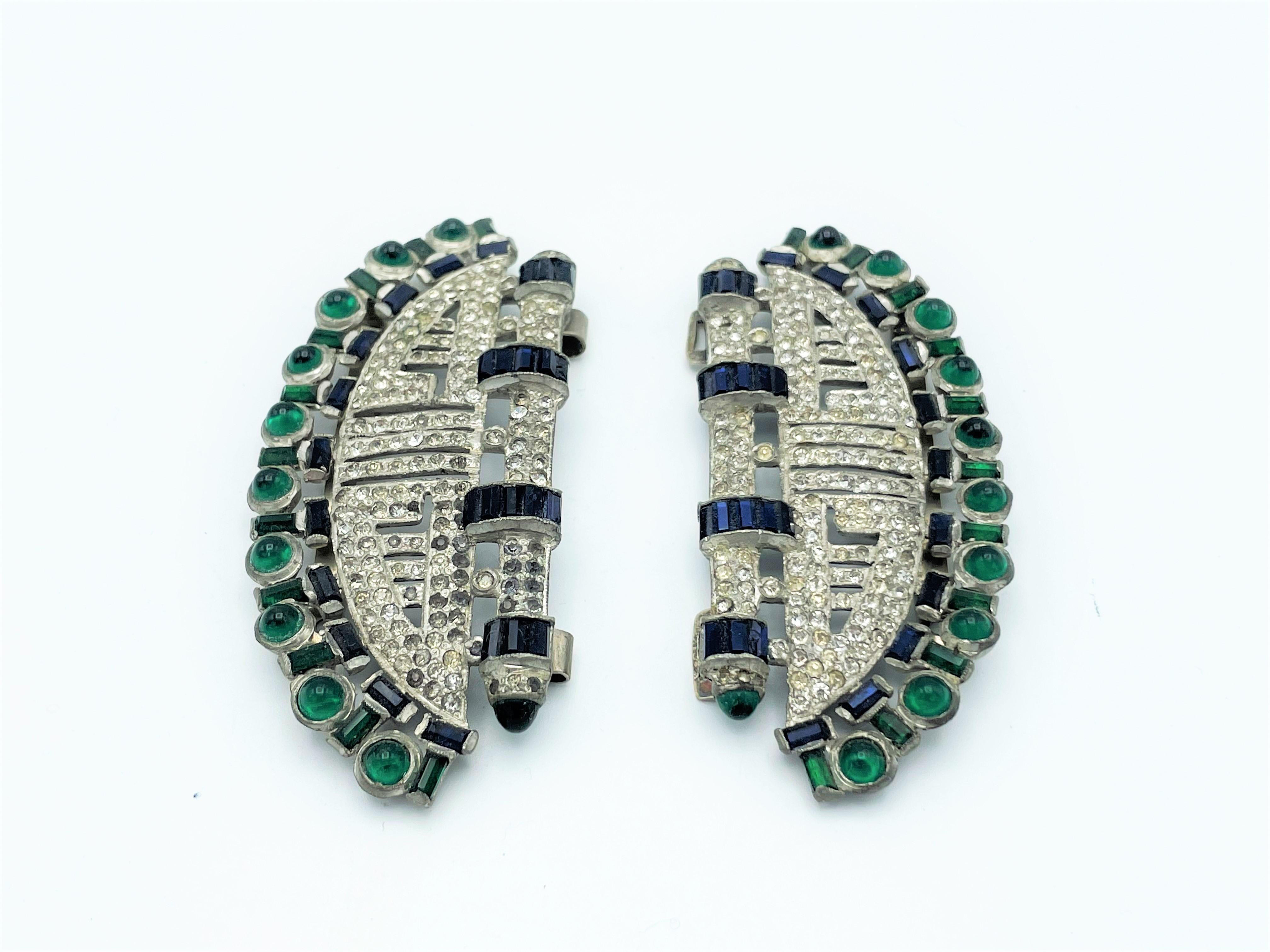 Sehr seltene Art-Déco-Gürtelschnalle 1930er/40er Jahre Frankreich, voll mit Strasssteinen im Zustand „Gut“ im Angebot in Stuttgart, DE