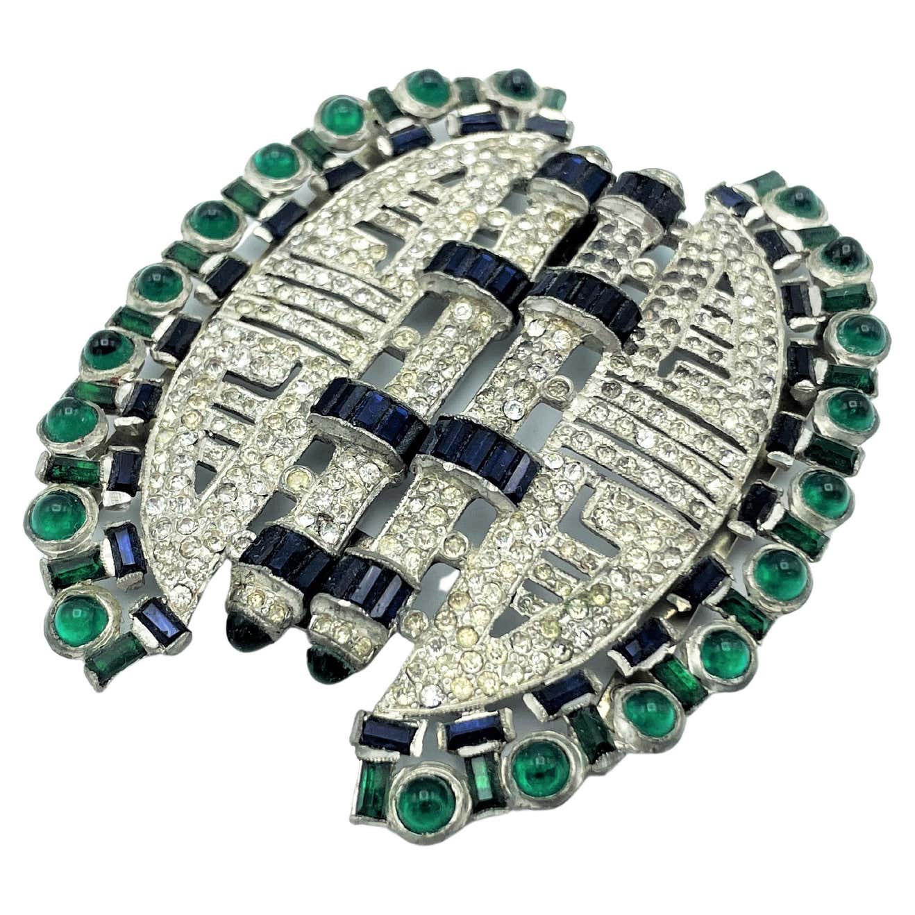 Very rare art deco belt buckle 1930s/40s France, fully set with ...