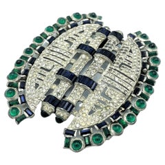 Vintage Very rare art deco belt buckle 1930s/40s France, fully set with rhinestones