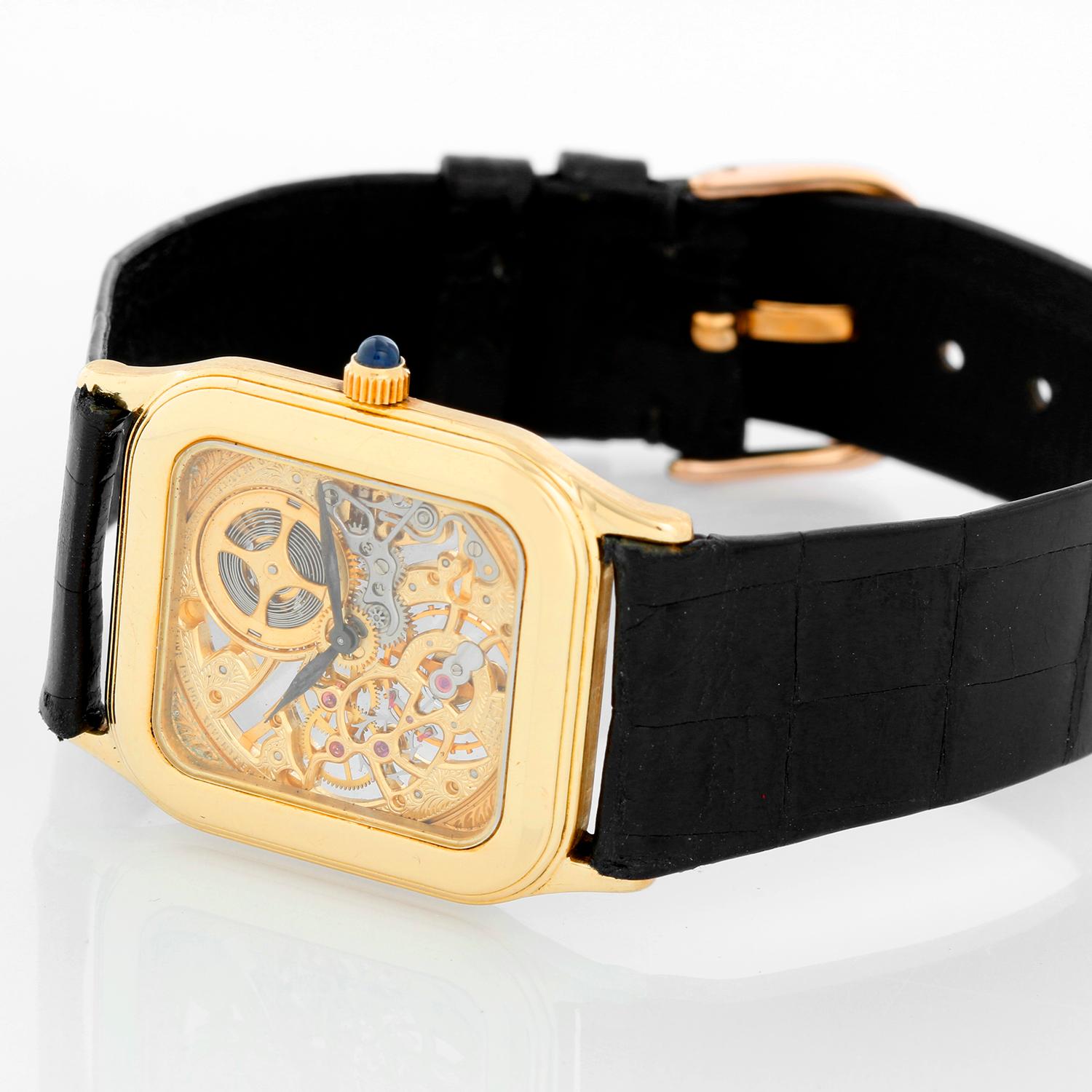 Very Rare Audemars Piguet 18 Karat Yellow Gold Openworked Watch Ref 4386 In Excellent Condition In Dallas, TX
