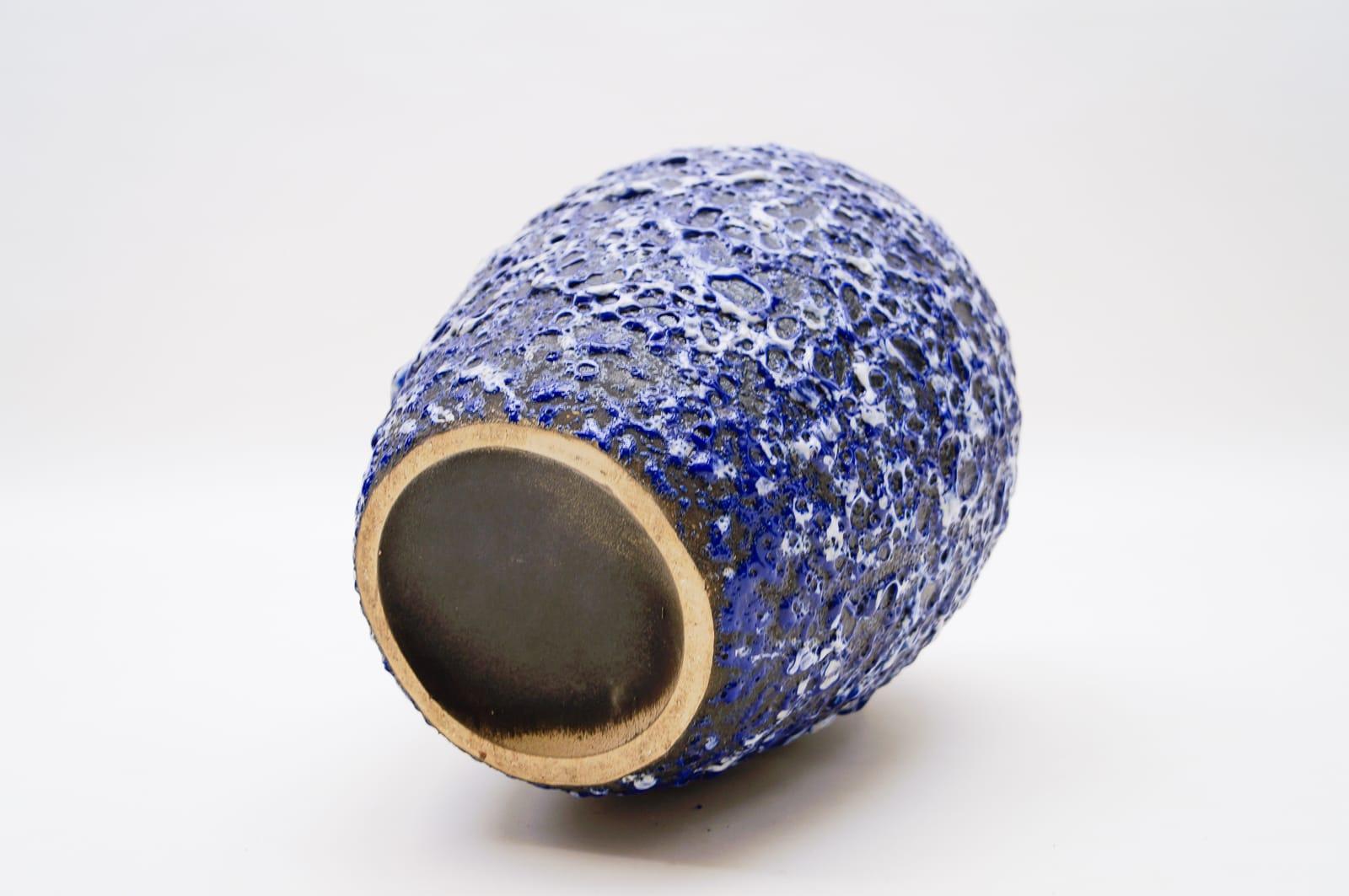 Very Rare Awesome Huge Blue and White Fat Lava Vase by ES Keramik, Germany 1950s For Sale 9