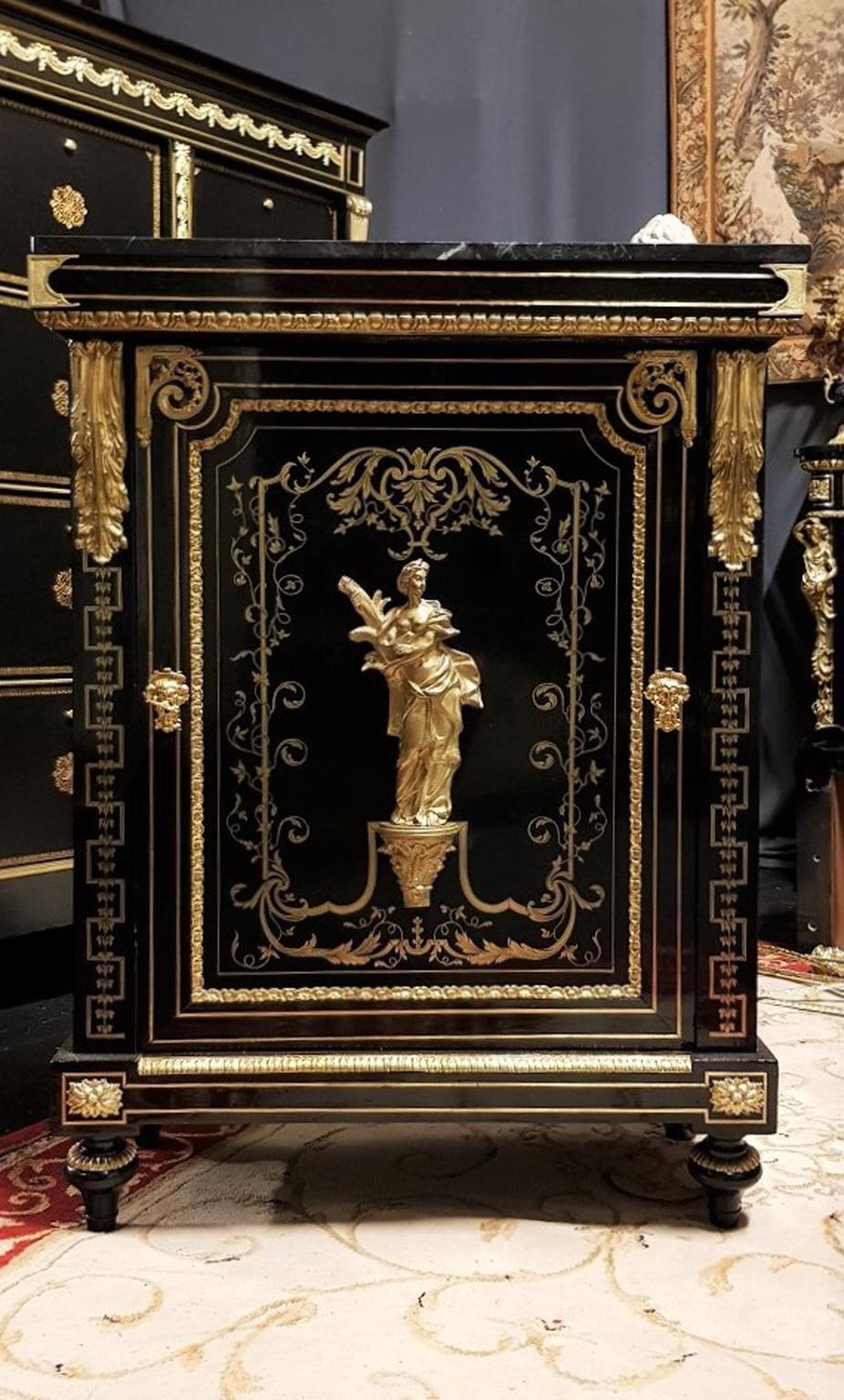 Very Rare Boulle Cabinet Signed  Befort Jeune, Napoleon III France 1851 In Excellent Condition In Paris, FR