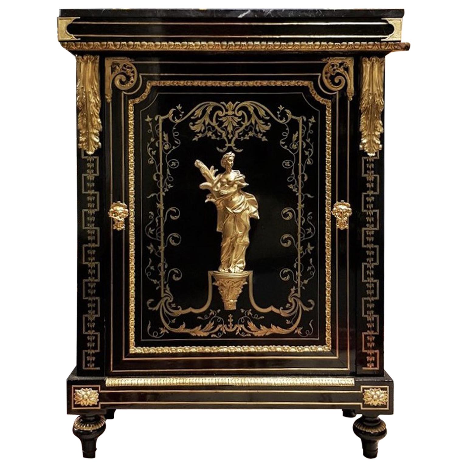 Very Rare Boulle Cabinet Signed  Befort Jeune, Napoleon III France 1851