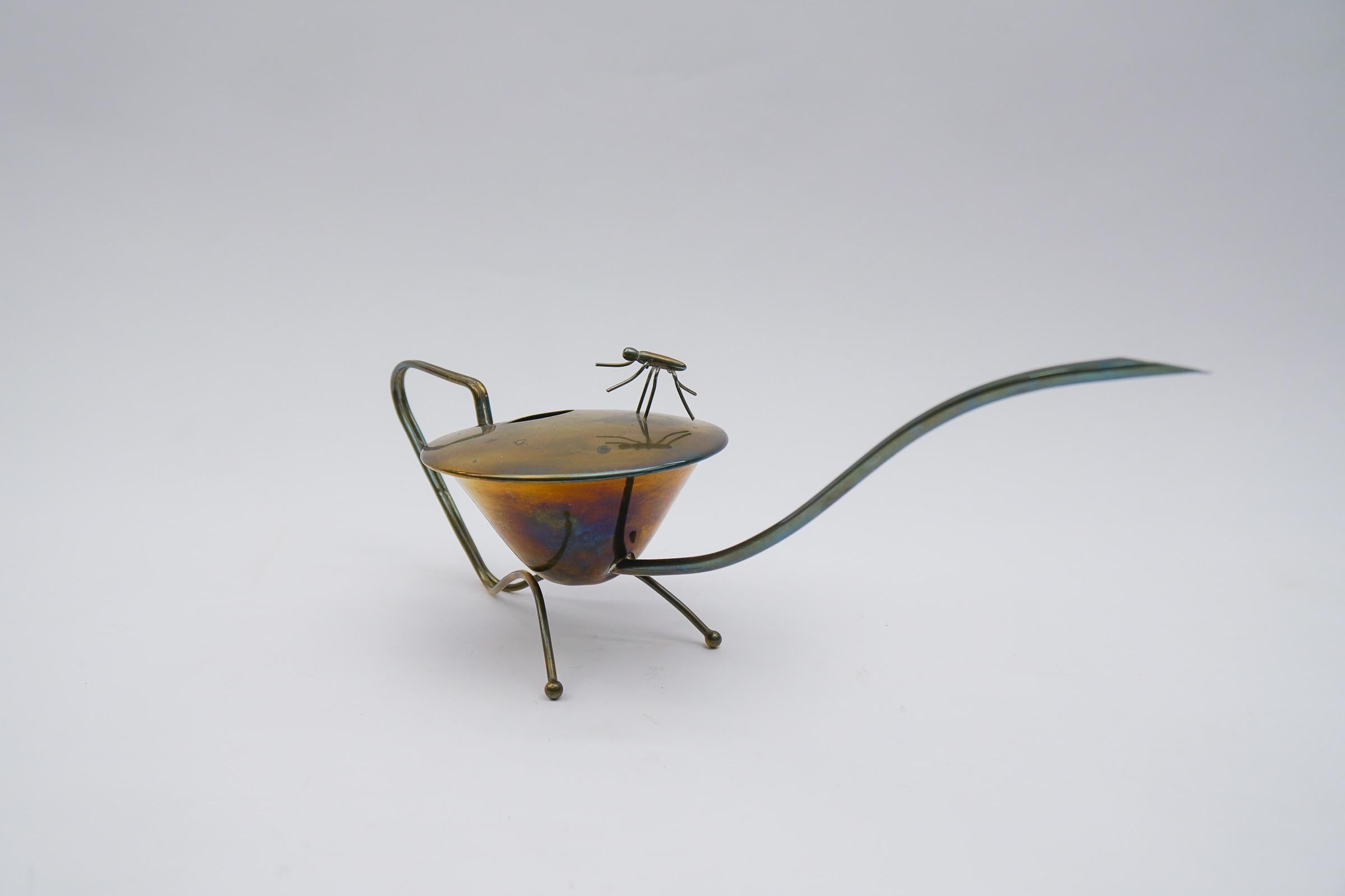 Mid-Century Modern Very Rare Brass Watering Can with Movable Spider, 1950s, Austria For Sale