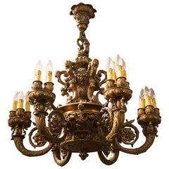 Very Rare Bronze Chandelier 6-Arm, circa 1900