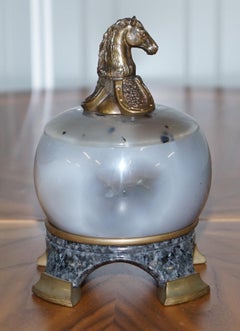 Very Rare Bronze and Marble Urn Post with Horses Head Lovely Sculptured Stone