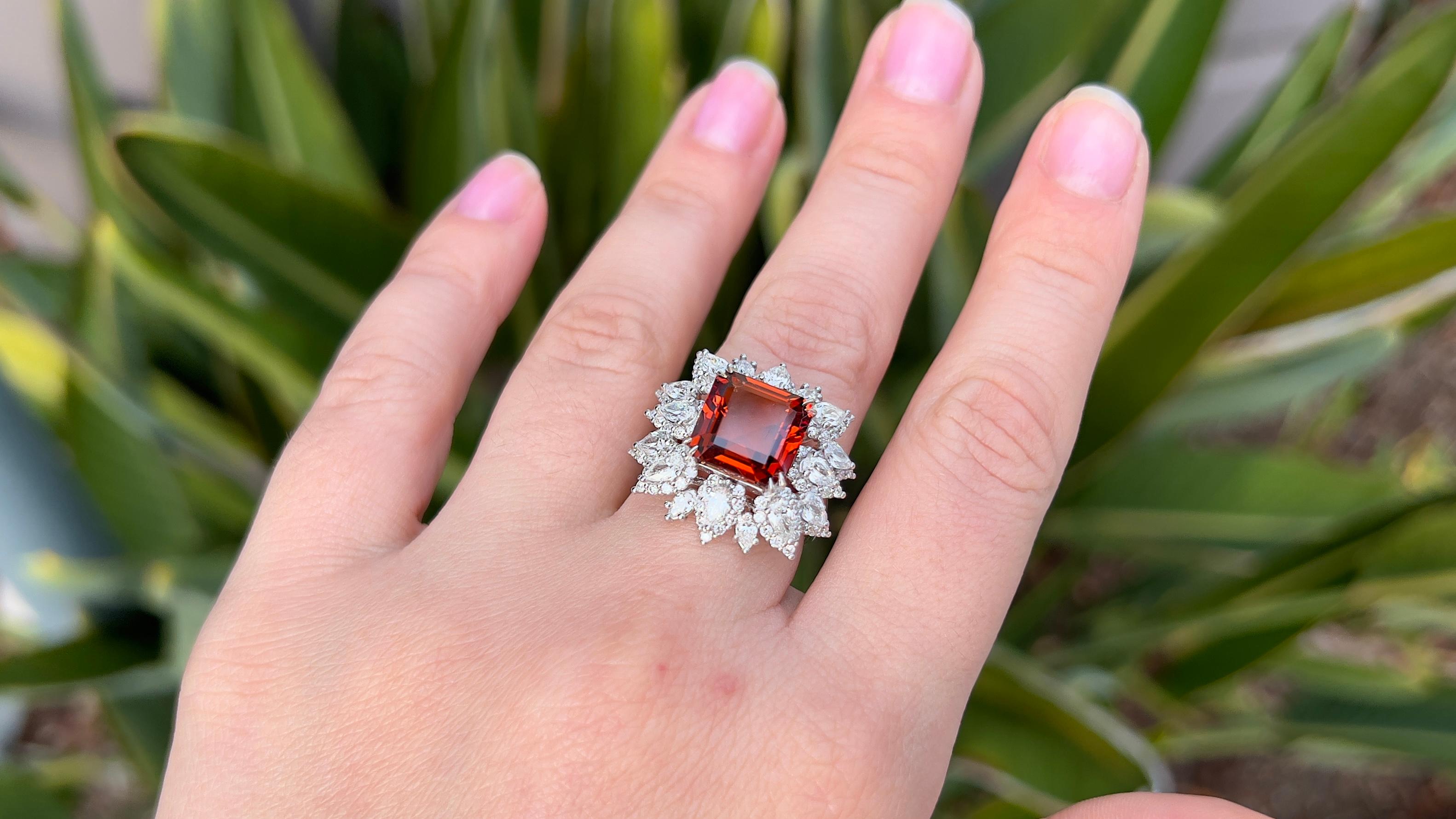 Very Rare Brown Zircon 6.80 Carat Ring with Diamonds 2.65 Carats Total 18K Gold In Excellent Condition For Sale In Carlsbad, CA