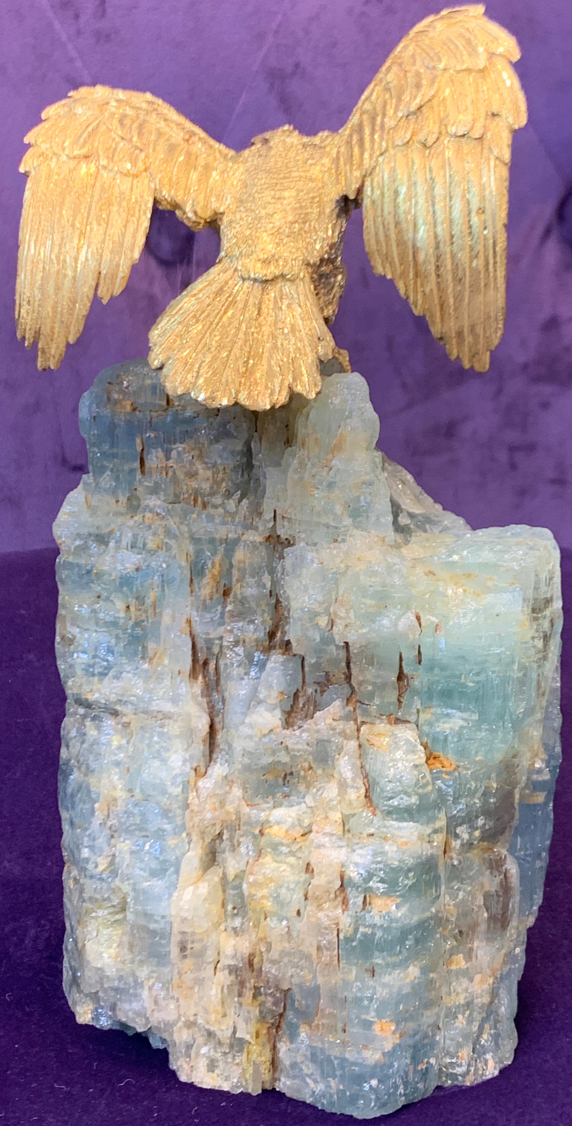 Very Rare Buccellati Aquamarine and Gold Eagle Sculpture In Excellent Condition In New York, NY