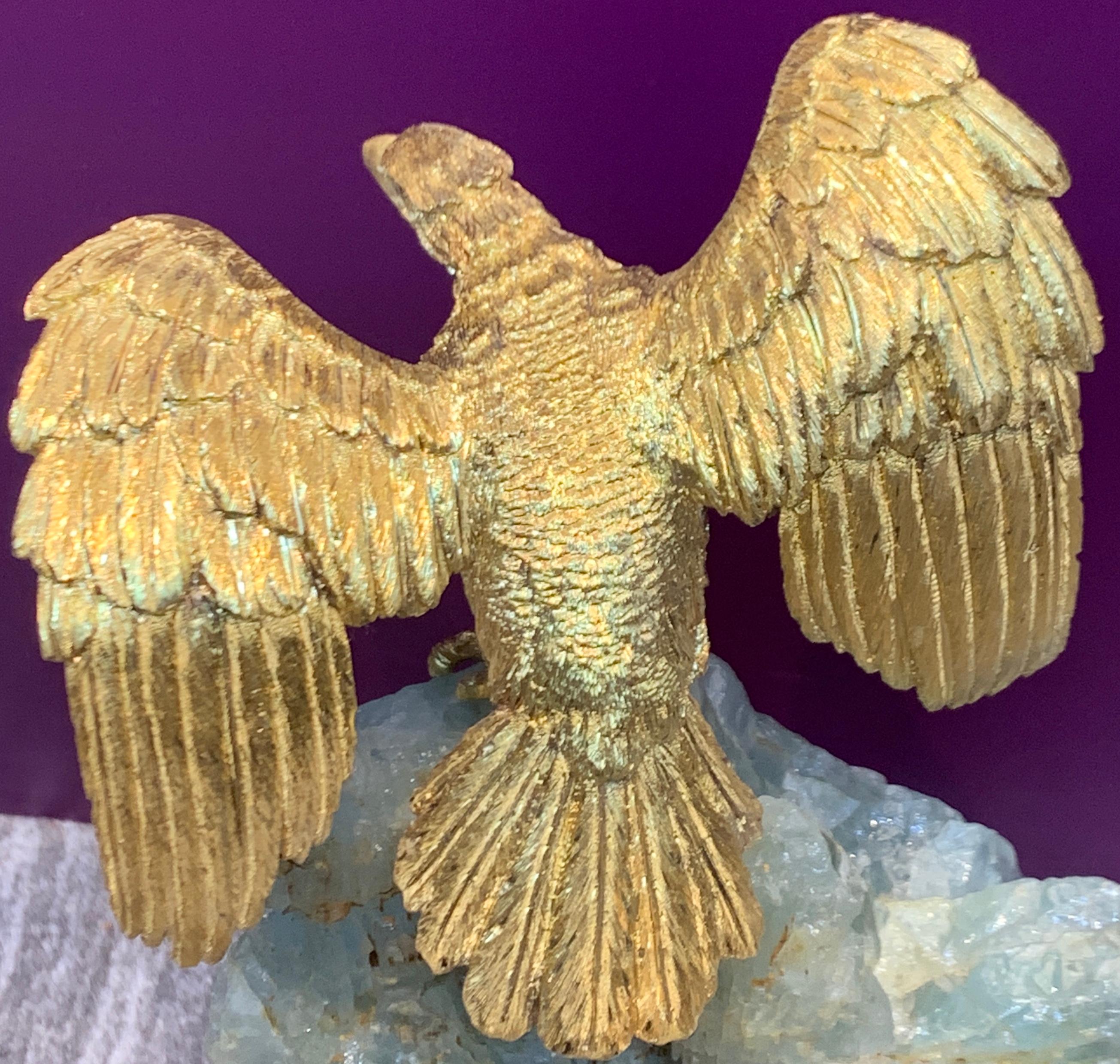 Women's or Men's Very Rare Buccellati Aquamarine and Gold Eagle Sculpture
