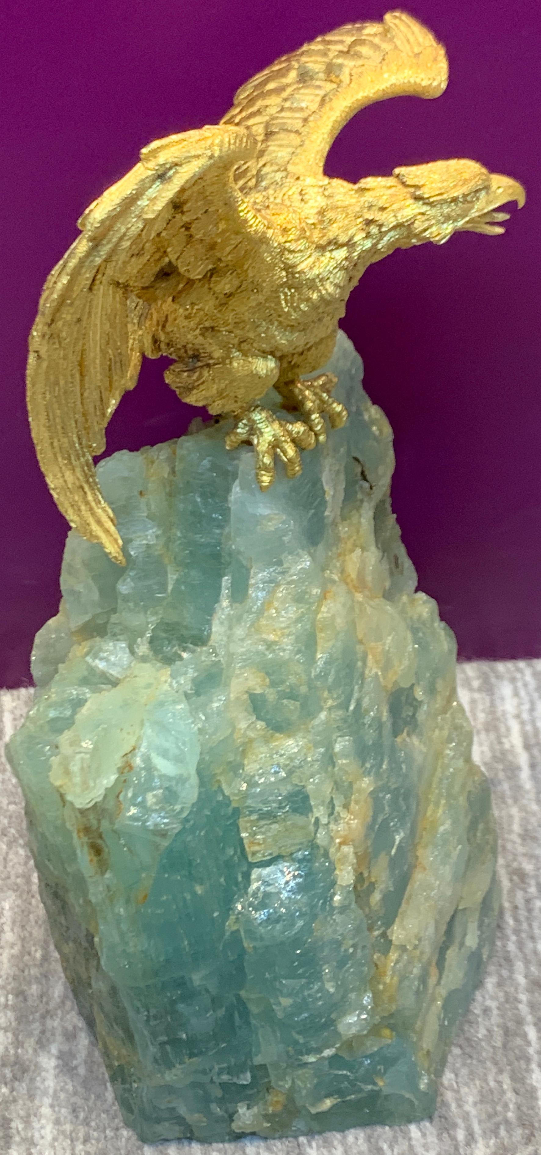 Very Rare Buccellati Aquamarine and Gold Eagle Sculpture 1
