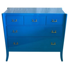 Very Rare Cal-Mode Dresser by Brown Saltman Lacquered in Laguna Blue