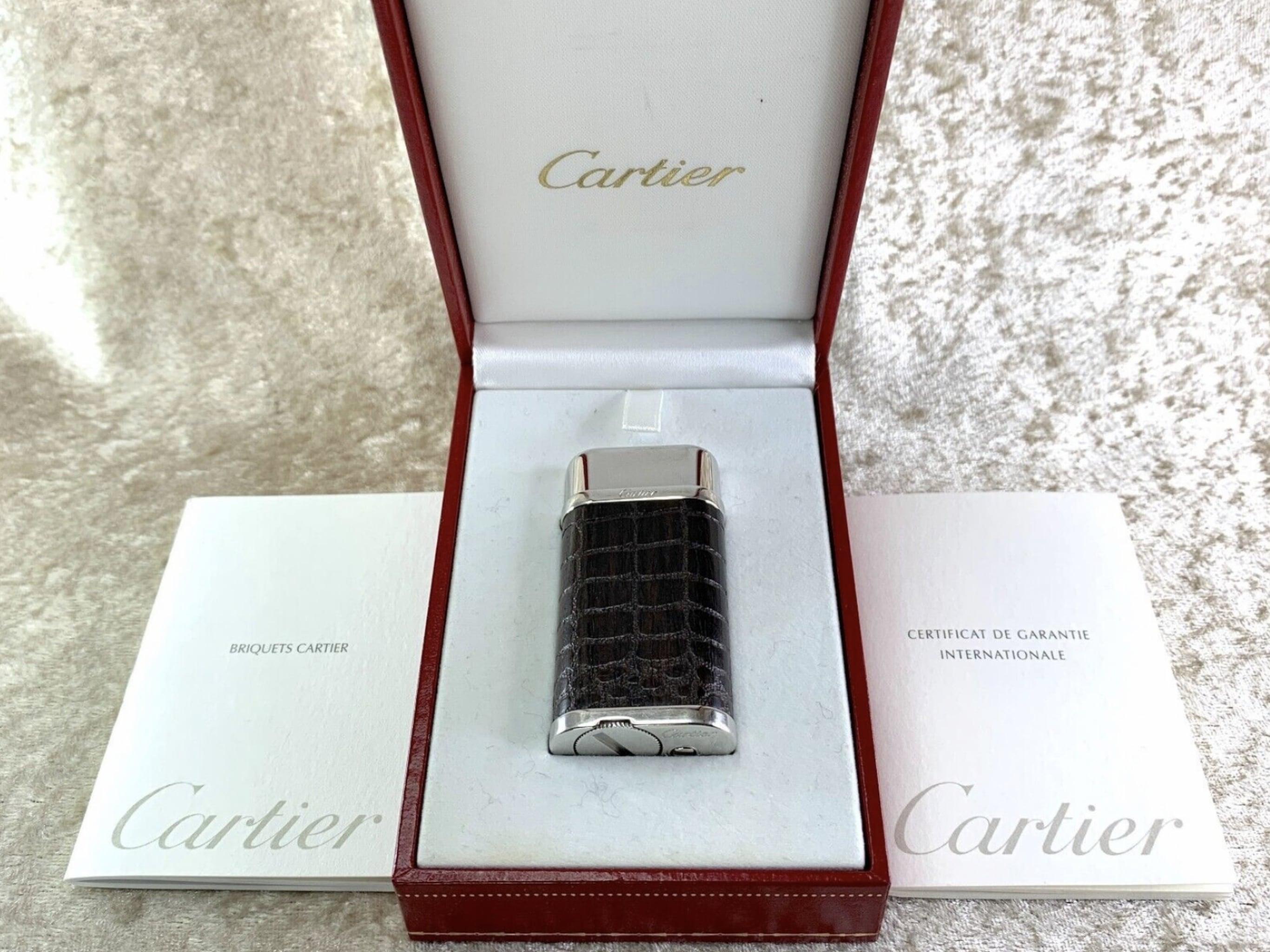 Very Rare Cartier Crocodile Skin Pattern Engraved Lighter in Rare Condition 3
