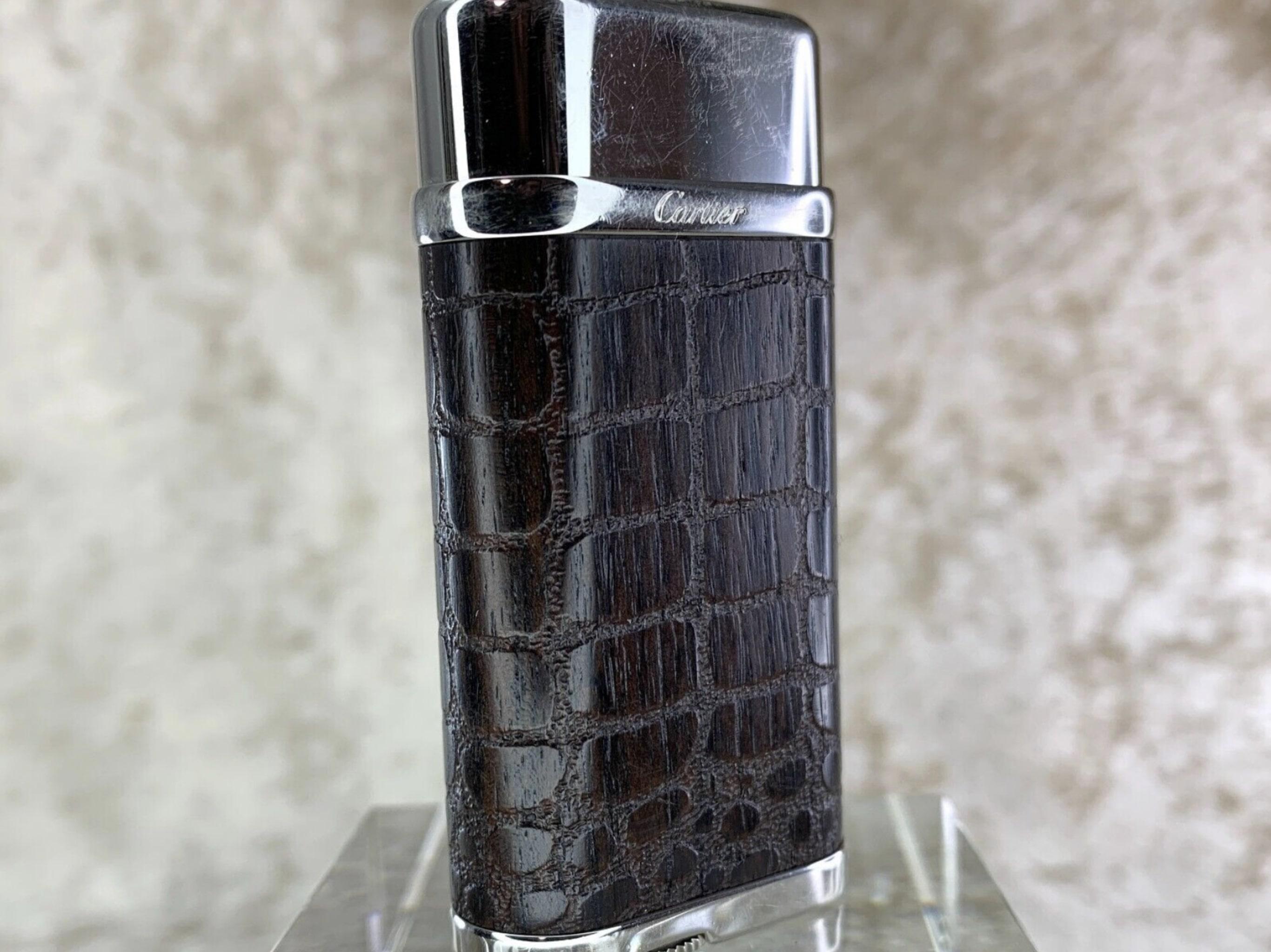 Very Rare Cartier Crocodile Skin Pattern Engraved Lighter in Rare Condition 1