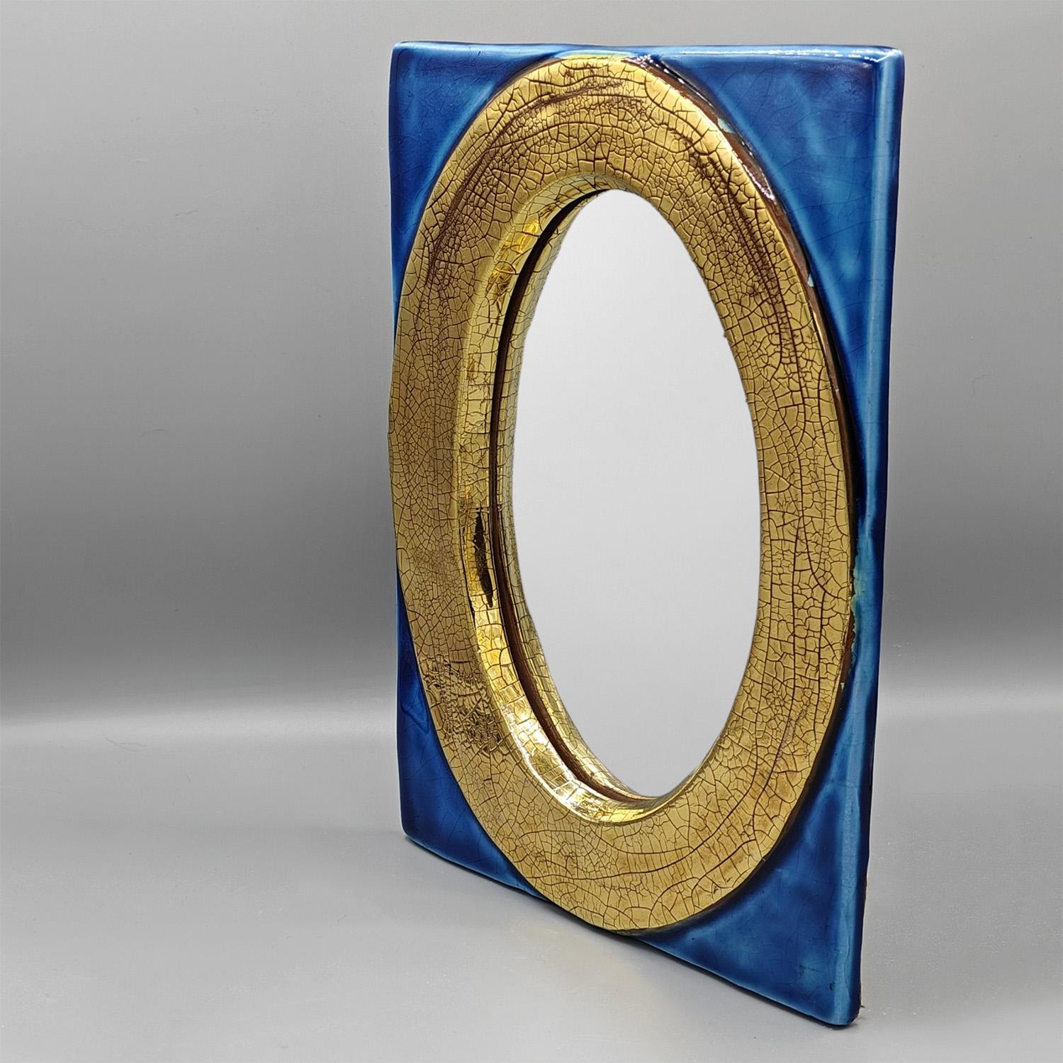 French Very rare Ceramic Mirror by Mithé Espelt, circa 1954