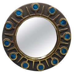 Very rare ceramic mirror by Mithé Espelt, circa early 1950s
