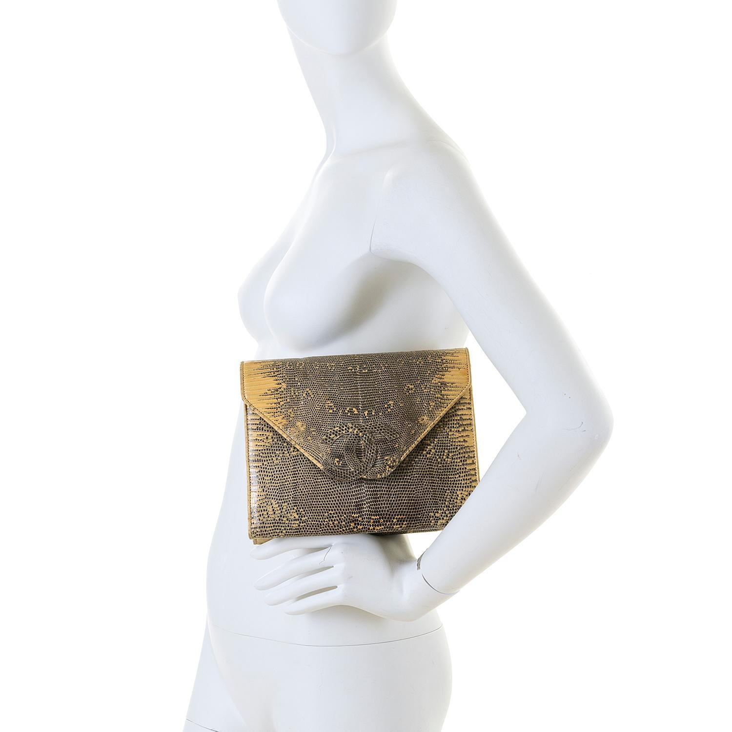 Women's Very Rare Chanel 'Ombre' Lizard Evening Clutch/Shoulder Bag by Karl Lagerfeld For Sale