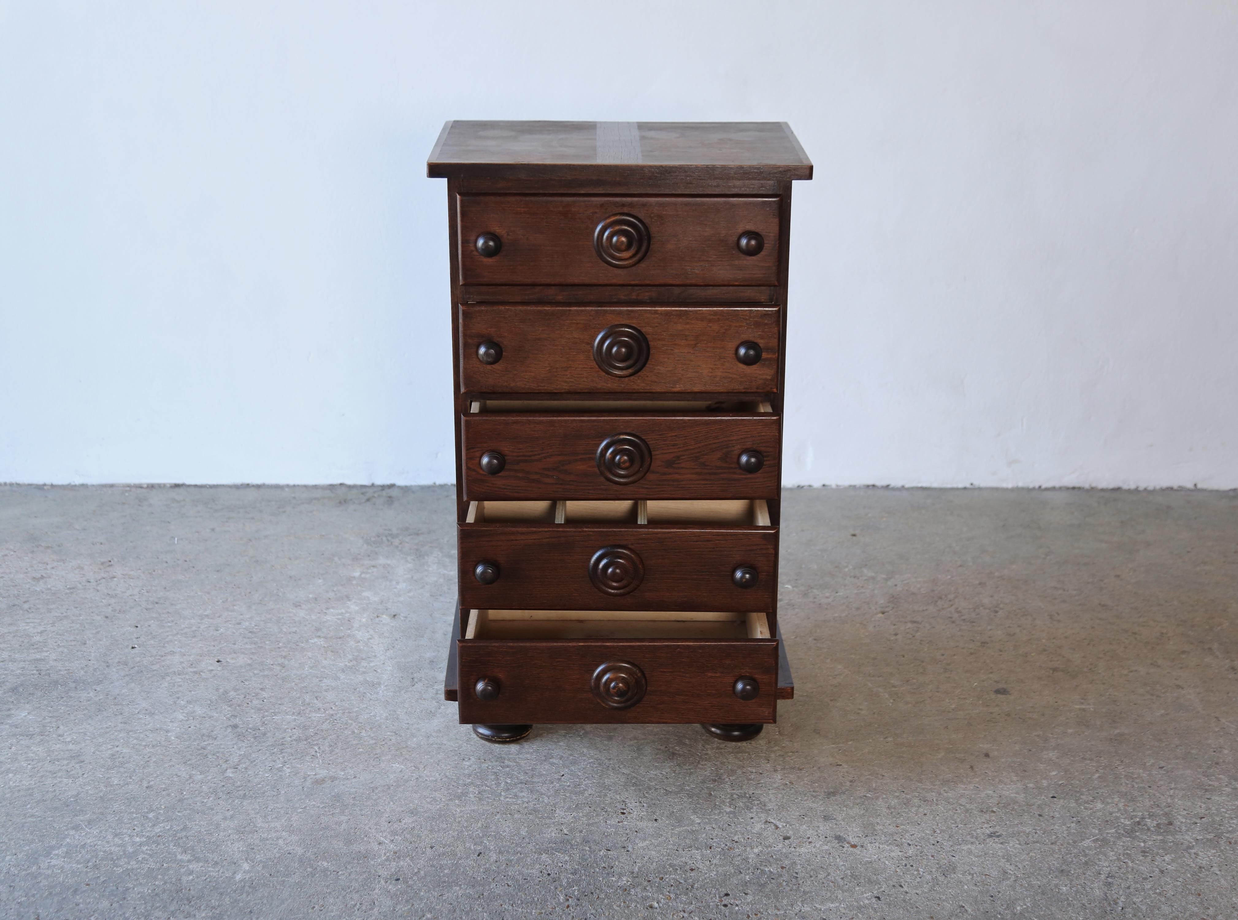 Wood Very Rare Charles Dudouyt Tall Boy Chest / Cabinet, France, 1930s/40s For Sale