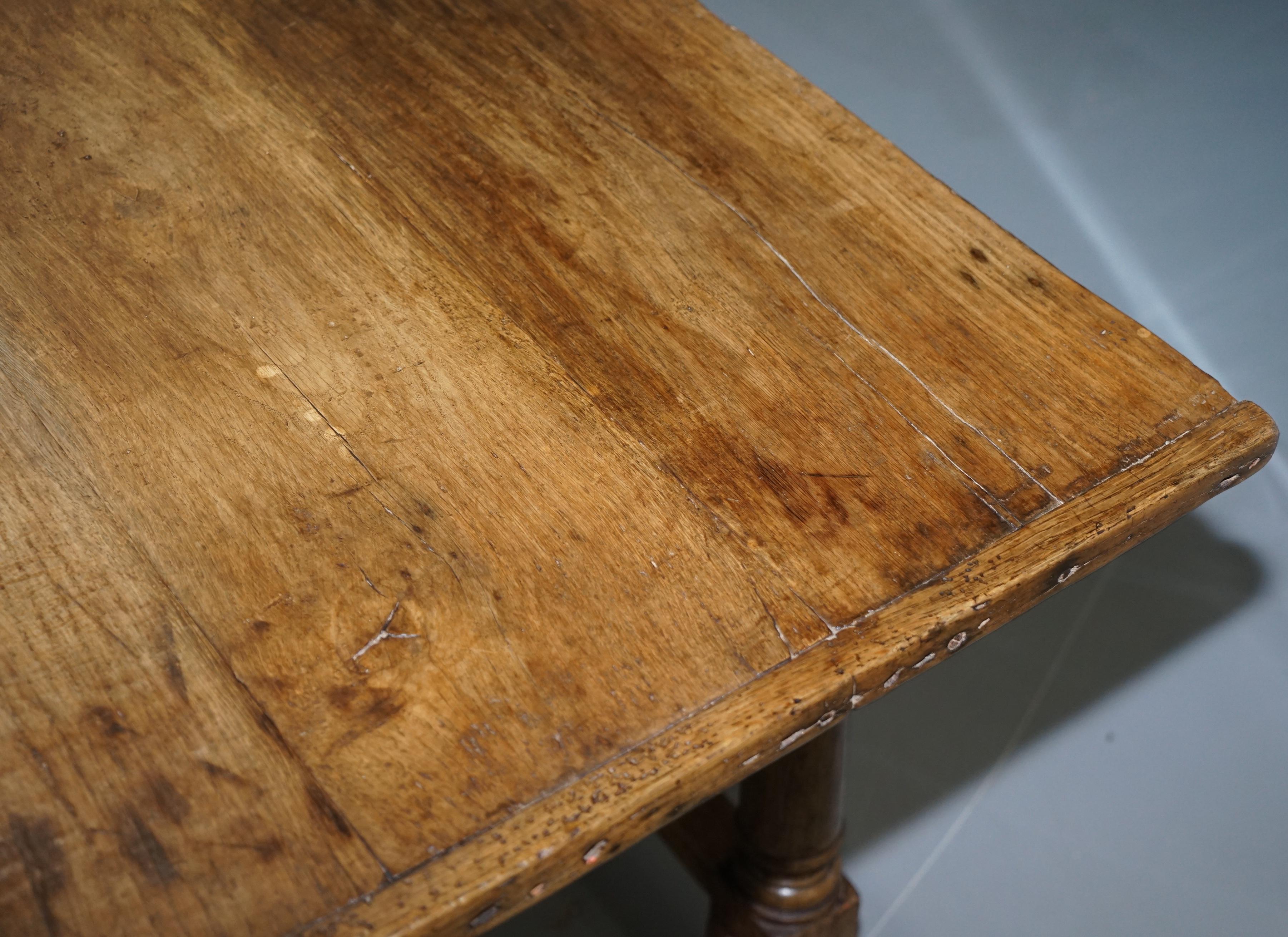 Very Rare Charles I 1630 Oak Refectory Dining Hall Table, Plaish Hall Shropshire For Sale 3