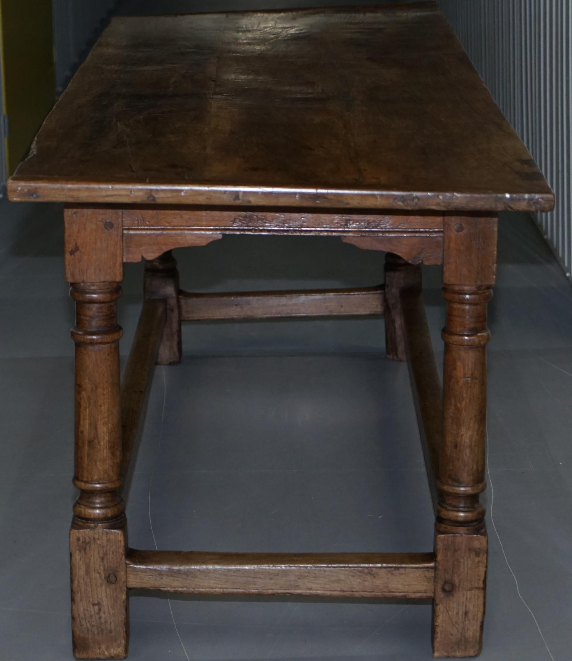 Very Rare Charles I 1630 Oak Refectory Dining Hall Table, Plaish Hall Shropshire For Sale 6