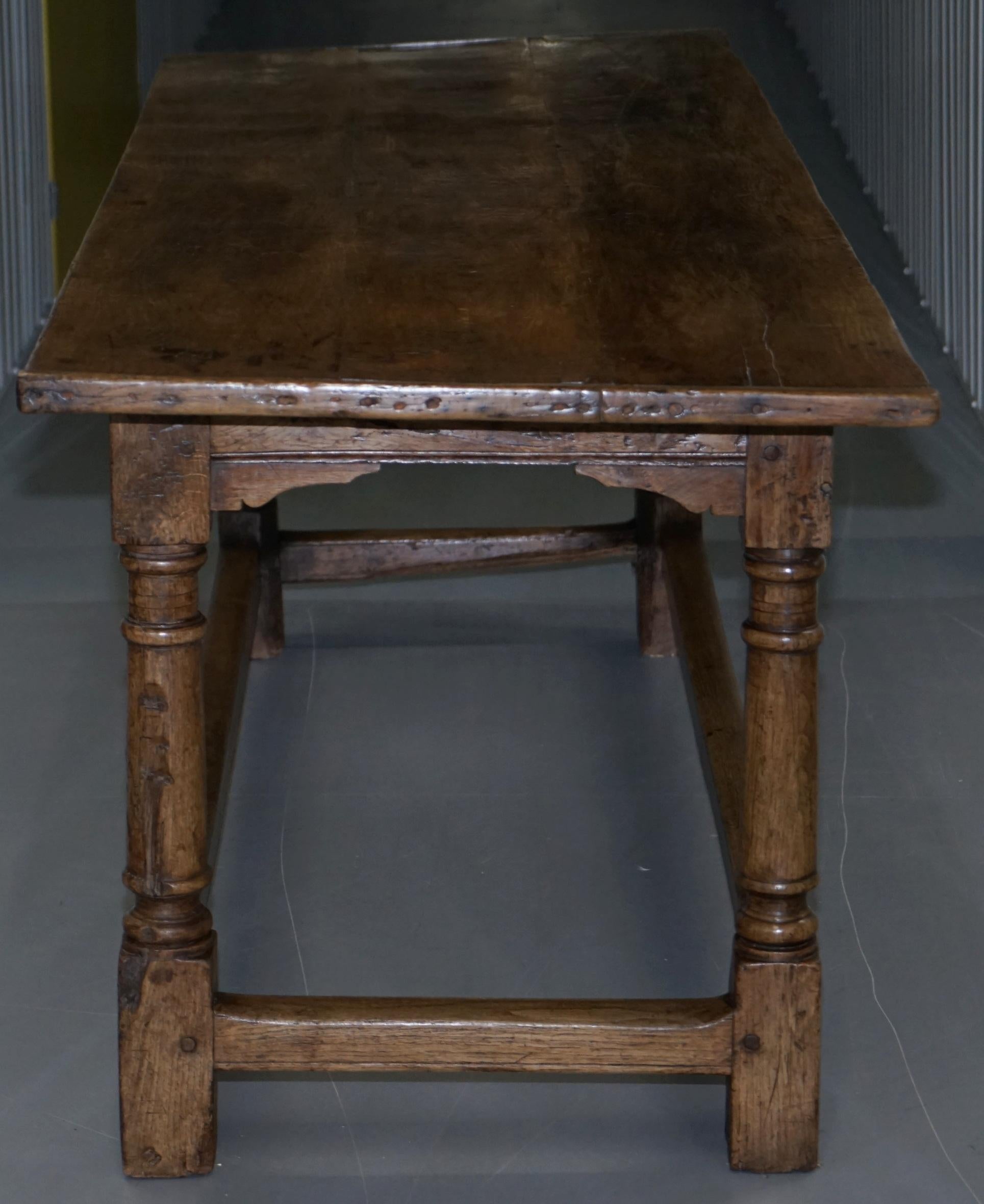 Very Rare Charles I 1630 Oak Refectory Dining Hall Table, Plaish Hall Shropshire For Sale 8