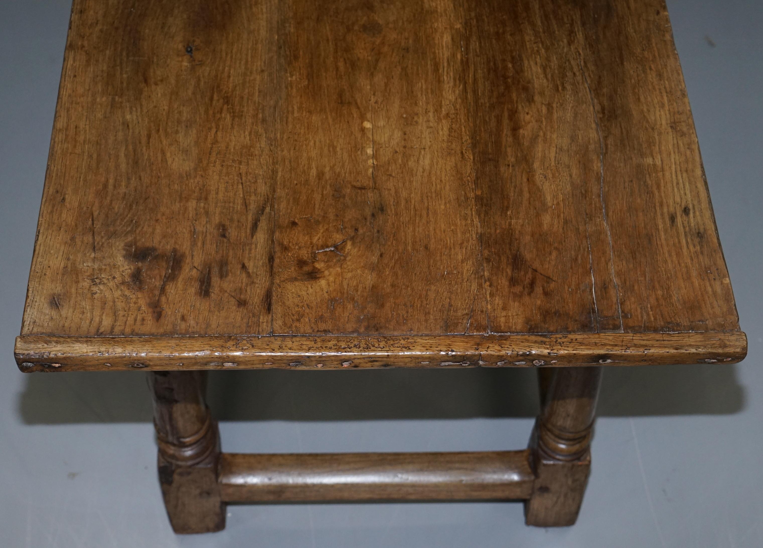 Very Rare Charles I 1630 Oak Refectory Dining Hall Table, Plaish Hall Shropshire For Sale 10