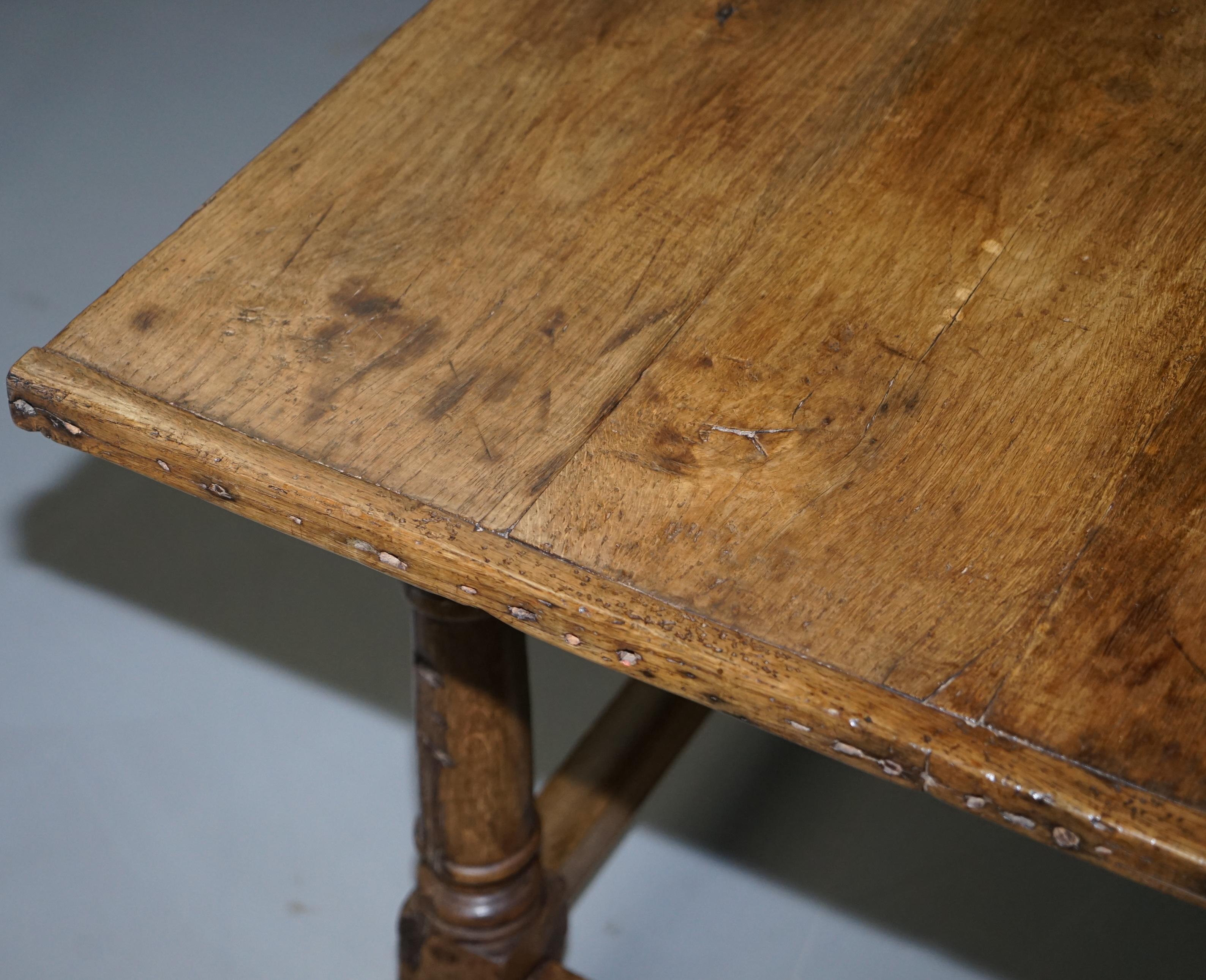 Very Rare Charles I 1630 Oak Refectory Dining Hall Table, Plaish Hall Shropshire For Sale 11
